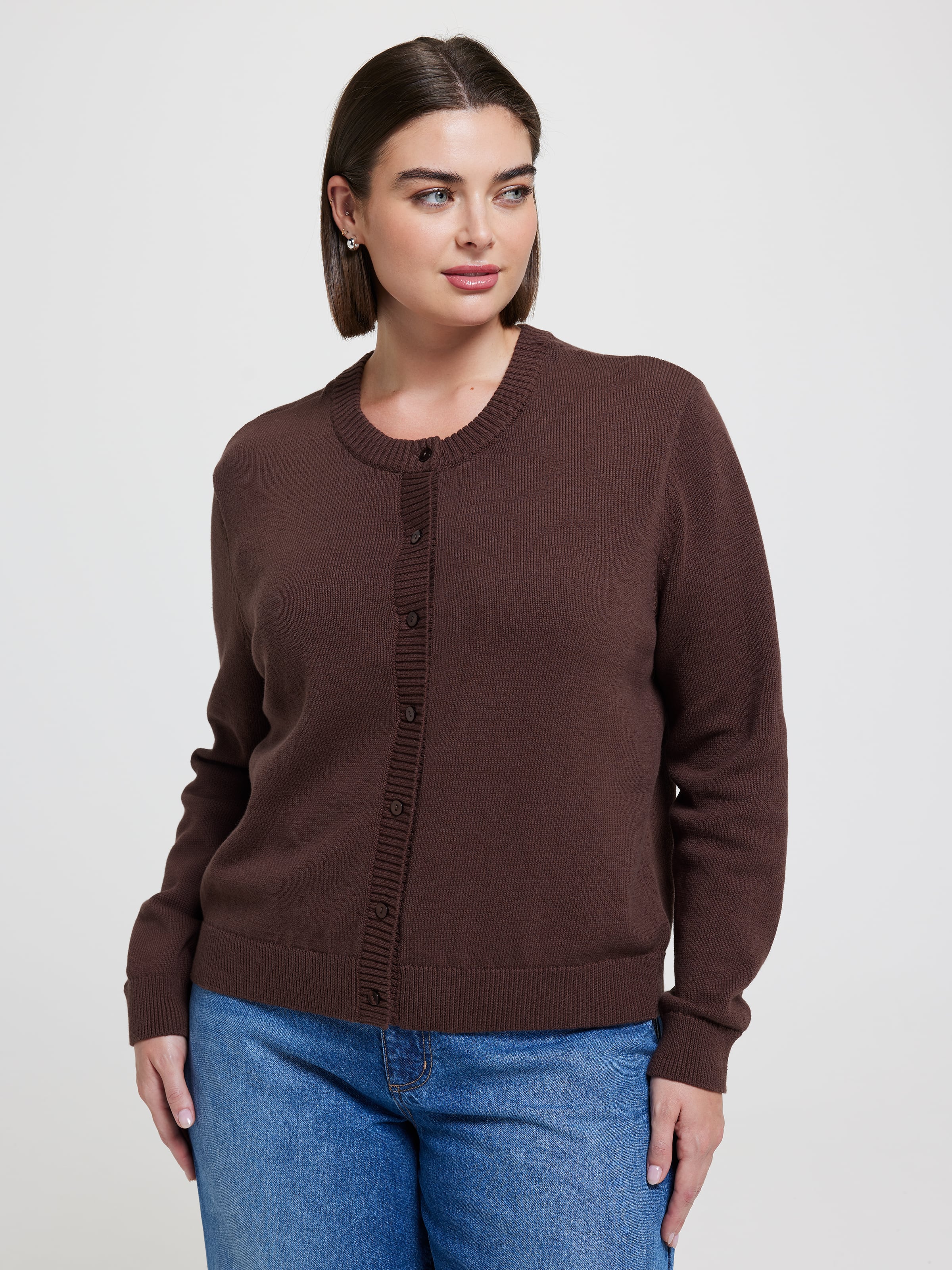Curve Haley Cotton Crew Neck Cardi