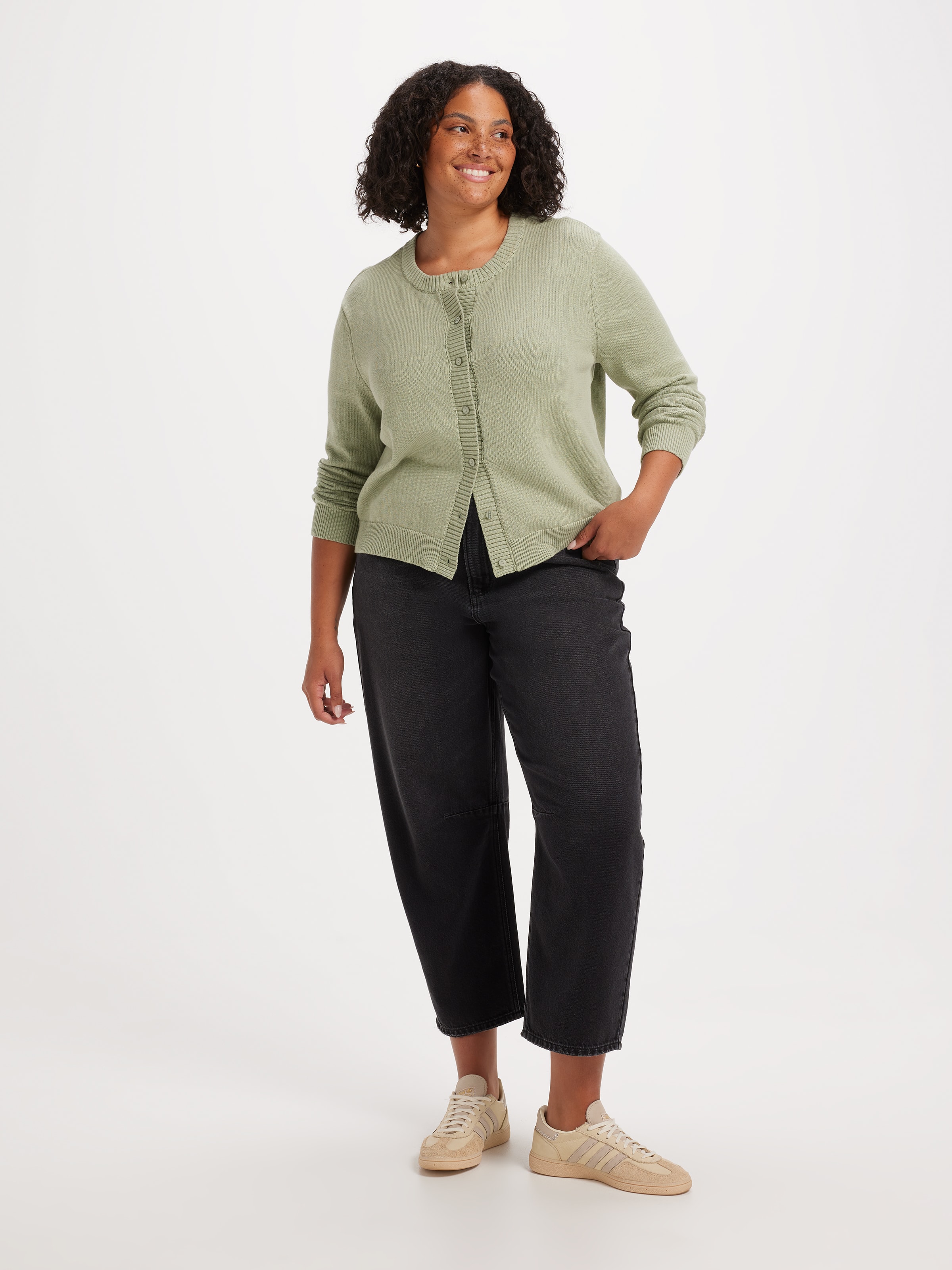 Curve Haley Cotton Crew Neck Cardi