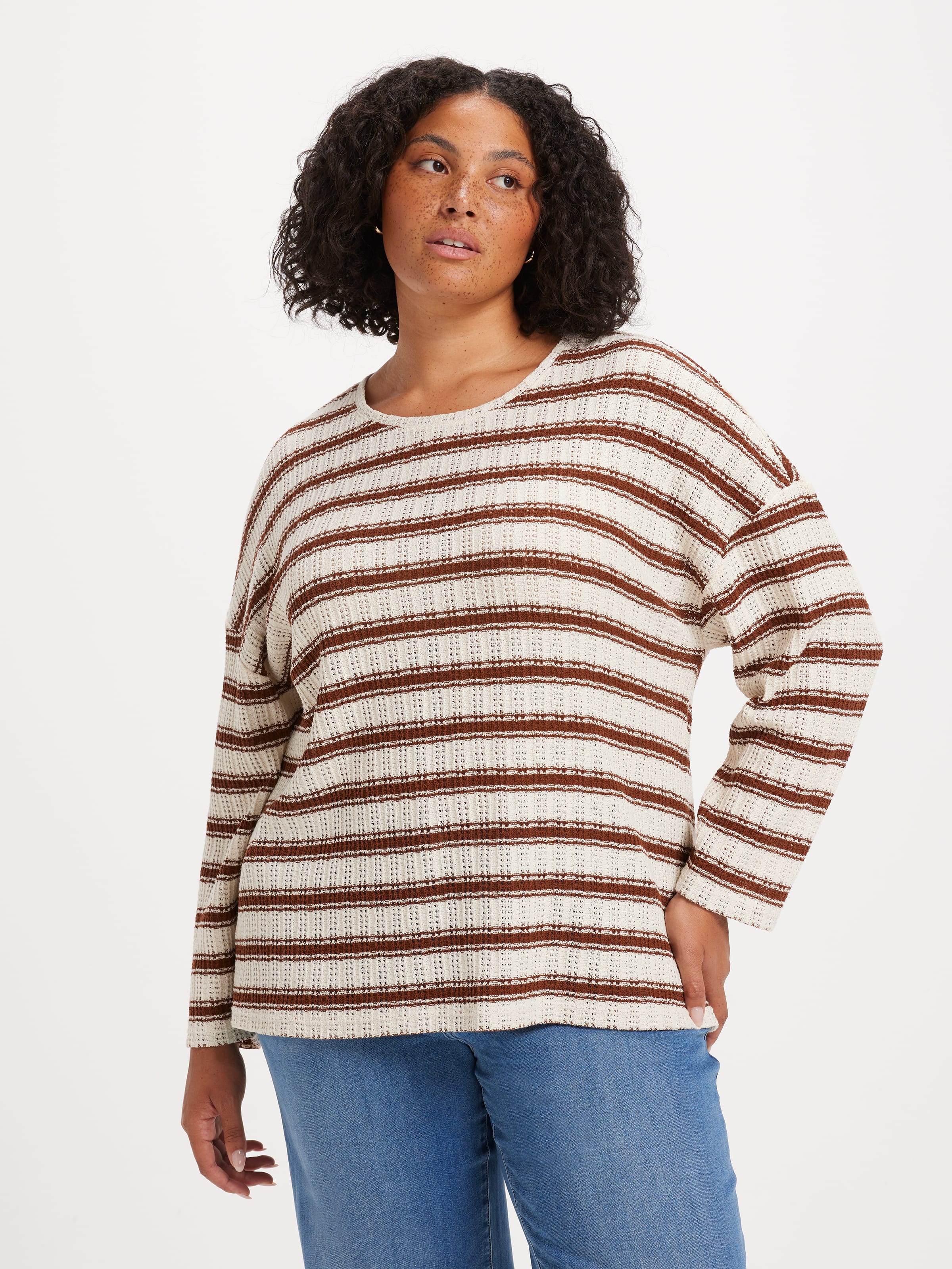 Curve Dana Textured Long Sleeve Tee