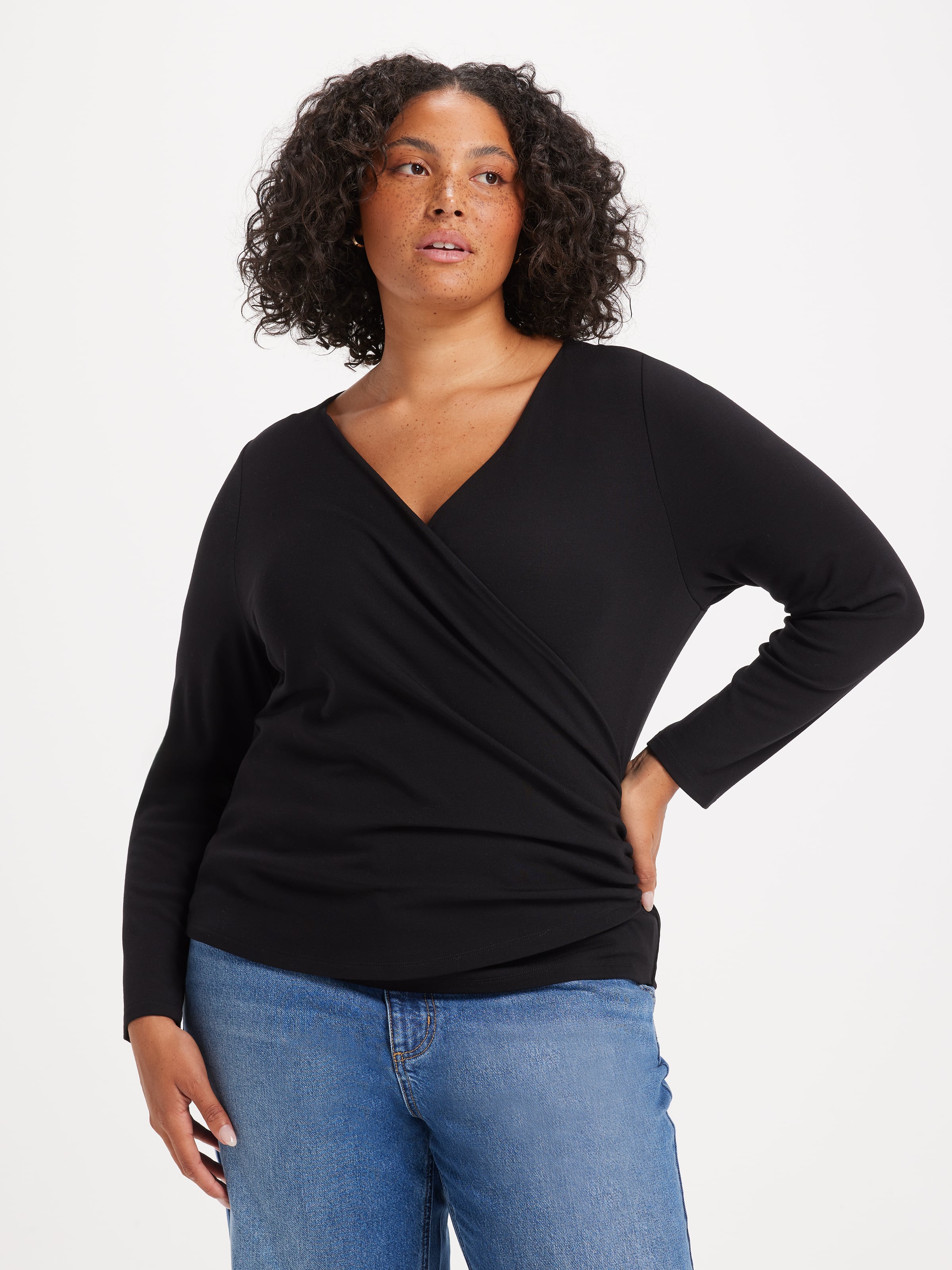 Curve Gracie Wrap Long Sleeve Top