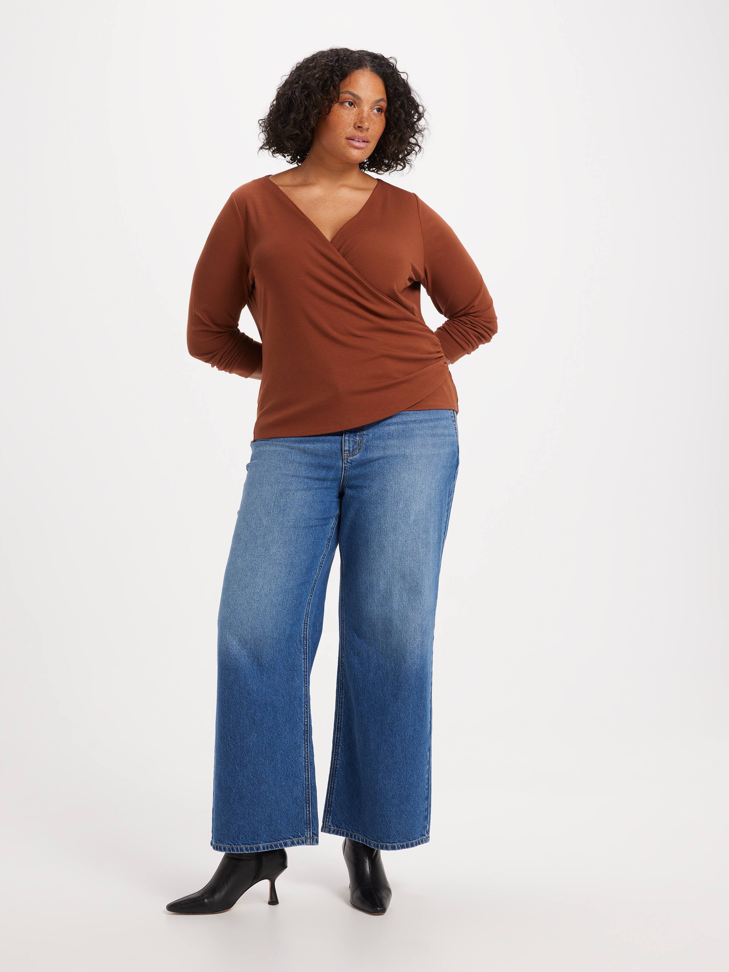 Curve Gracie Wrap Long Sleeves Top