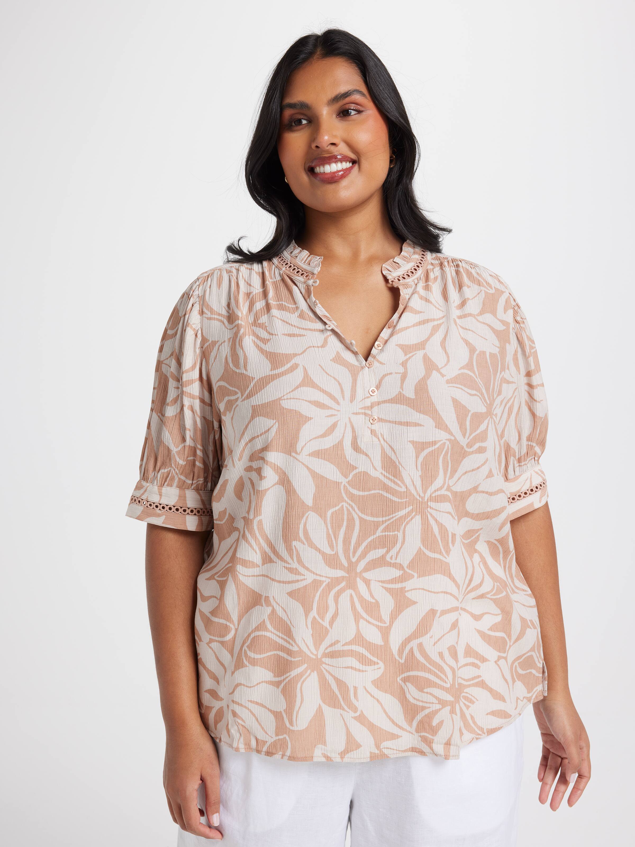 Curve Liv Lace Trim Blouse