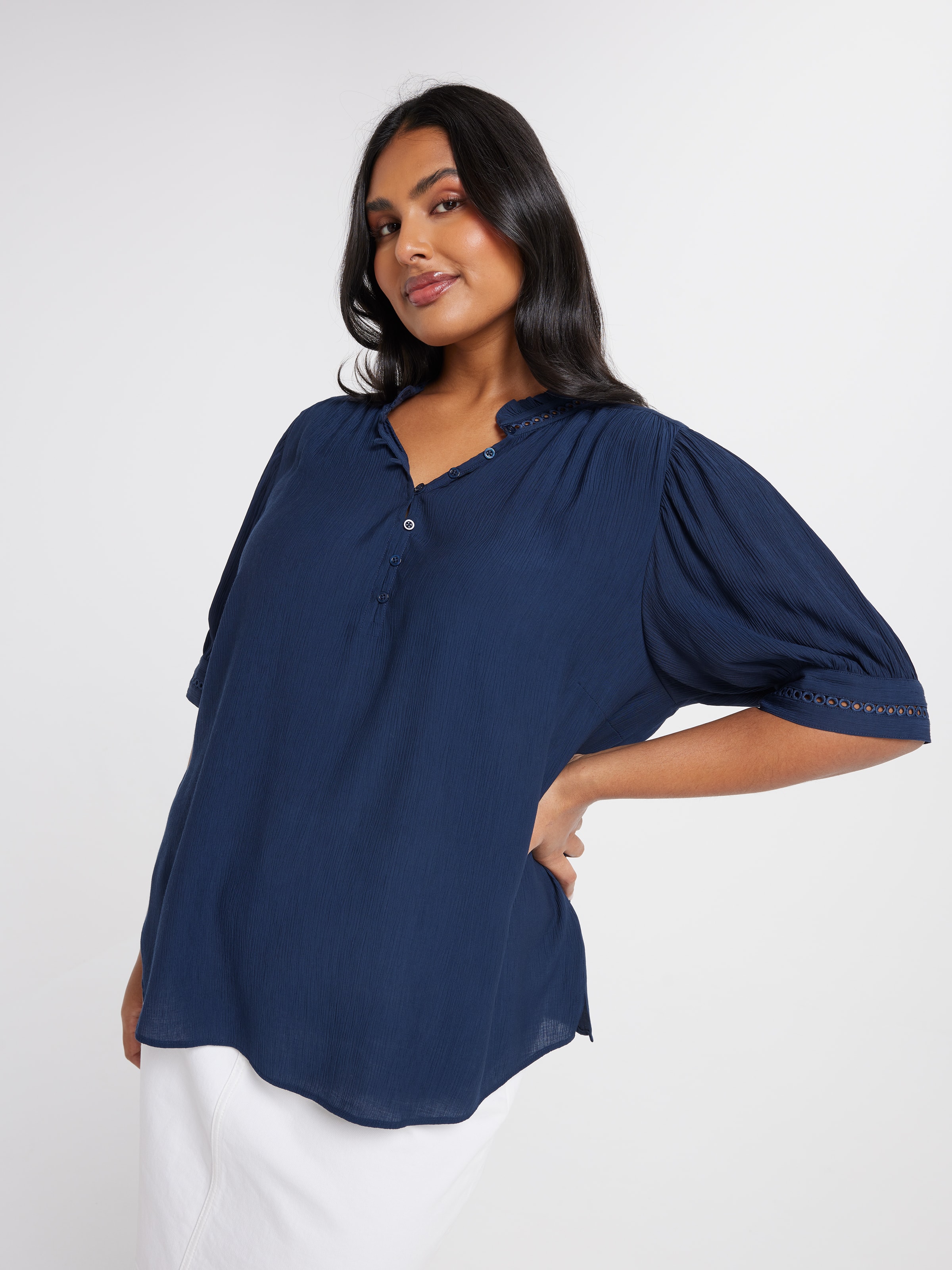 Curve Liv Lace Trim Blouse