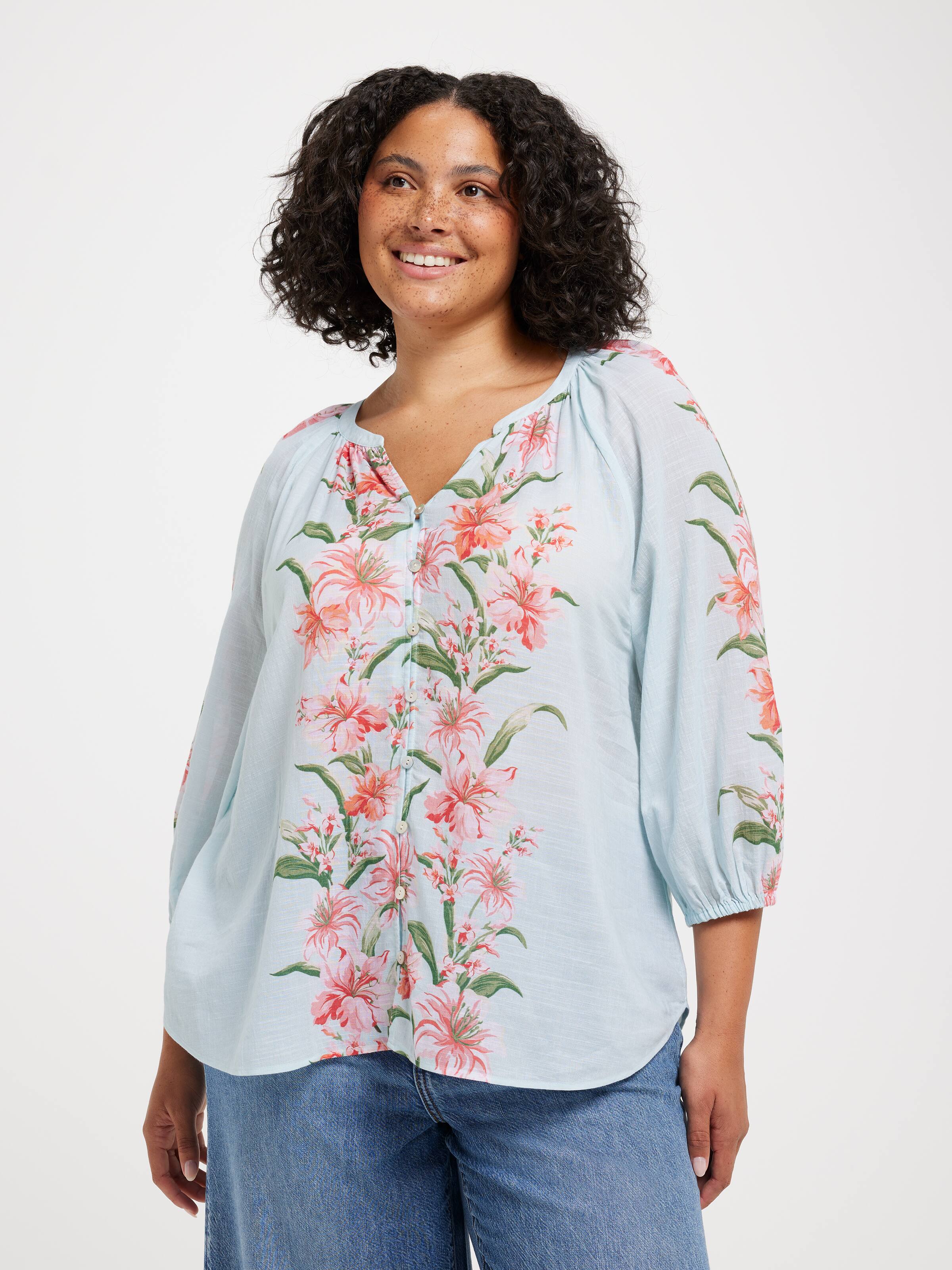 Curve Camilla 3/4 Sleeve Blouse