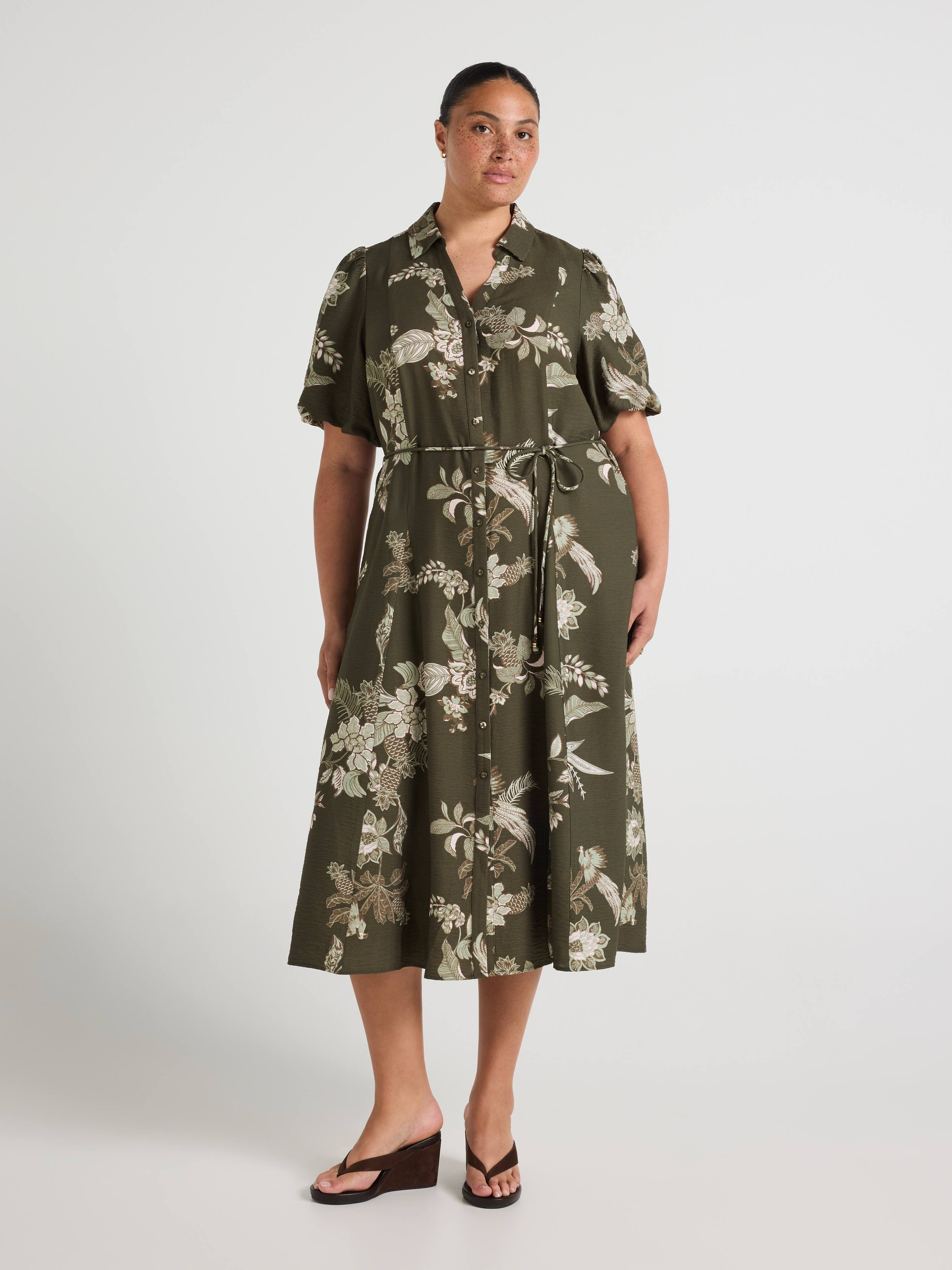 Curve Sadie Puff Sleeve Midi Dress