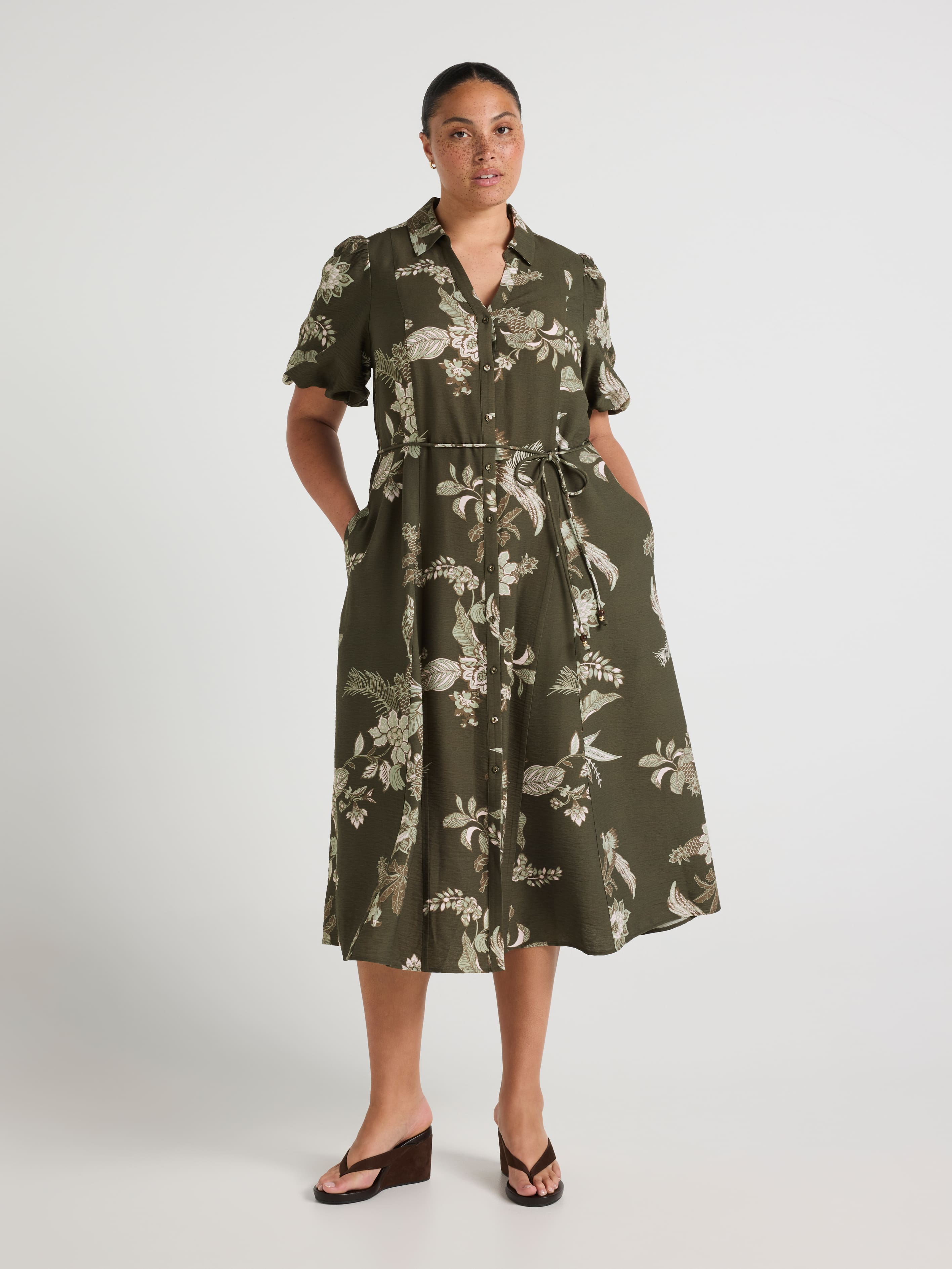 Curve Sadie Puff Sleeve Midi Dress