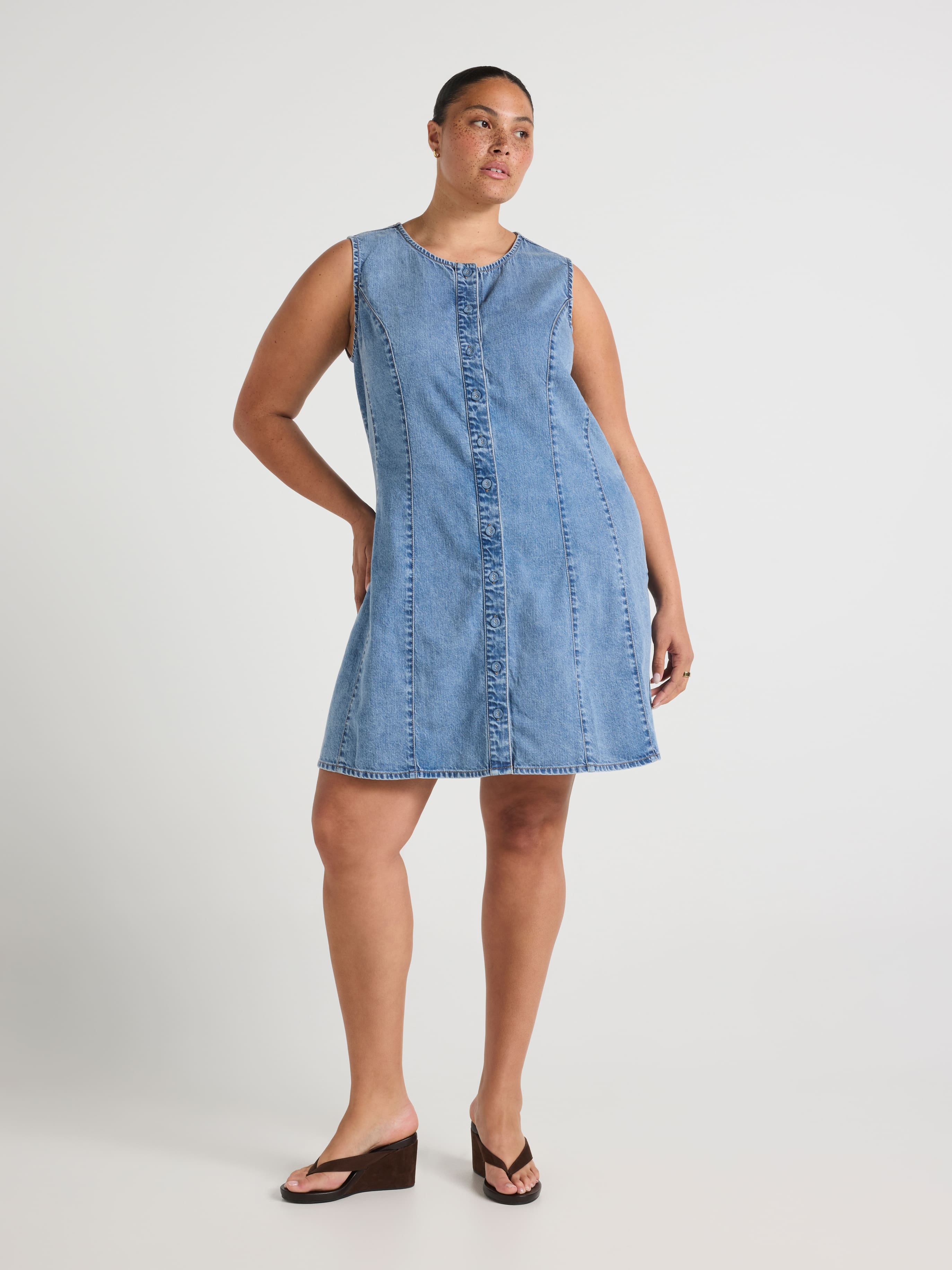 Curve Steph Denim Mini Shift Dress