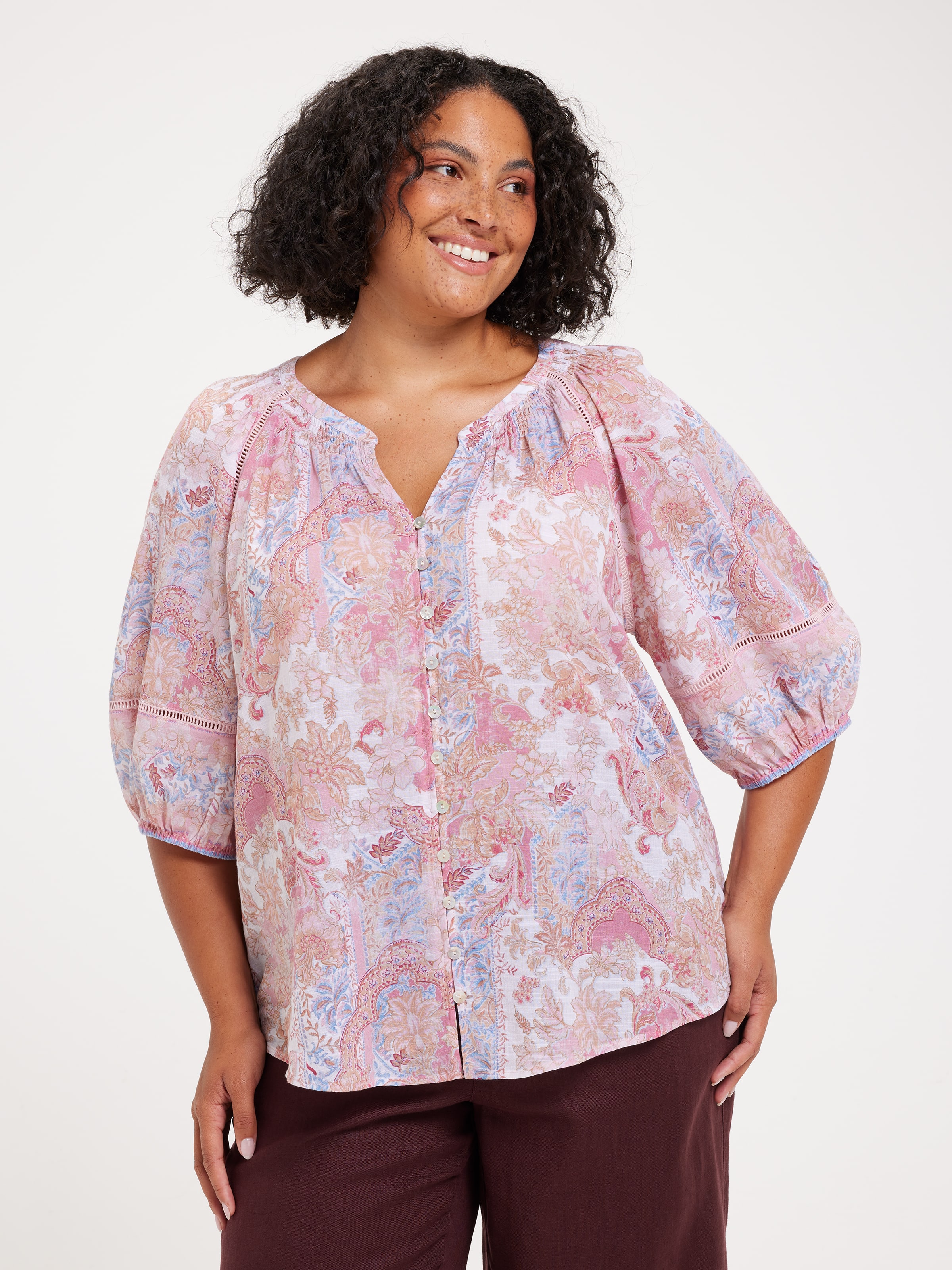 Curve Celine 3/4 Sleeve Blouse