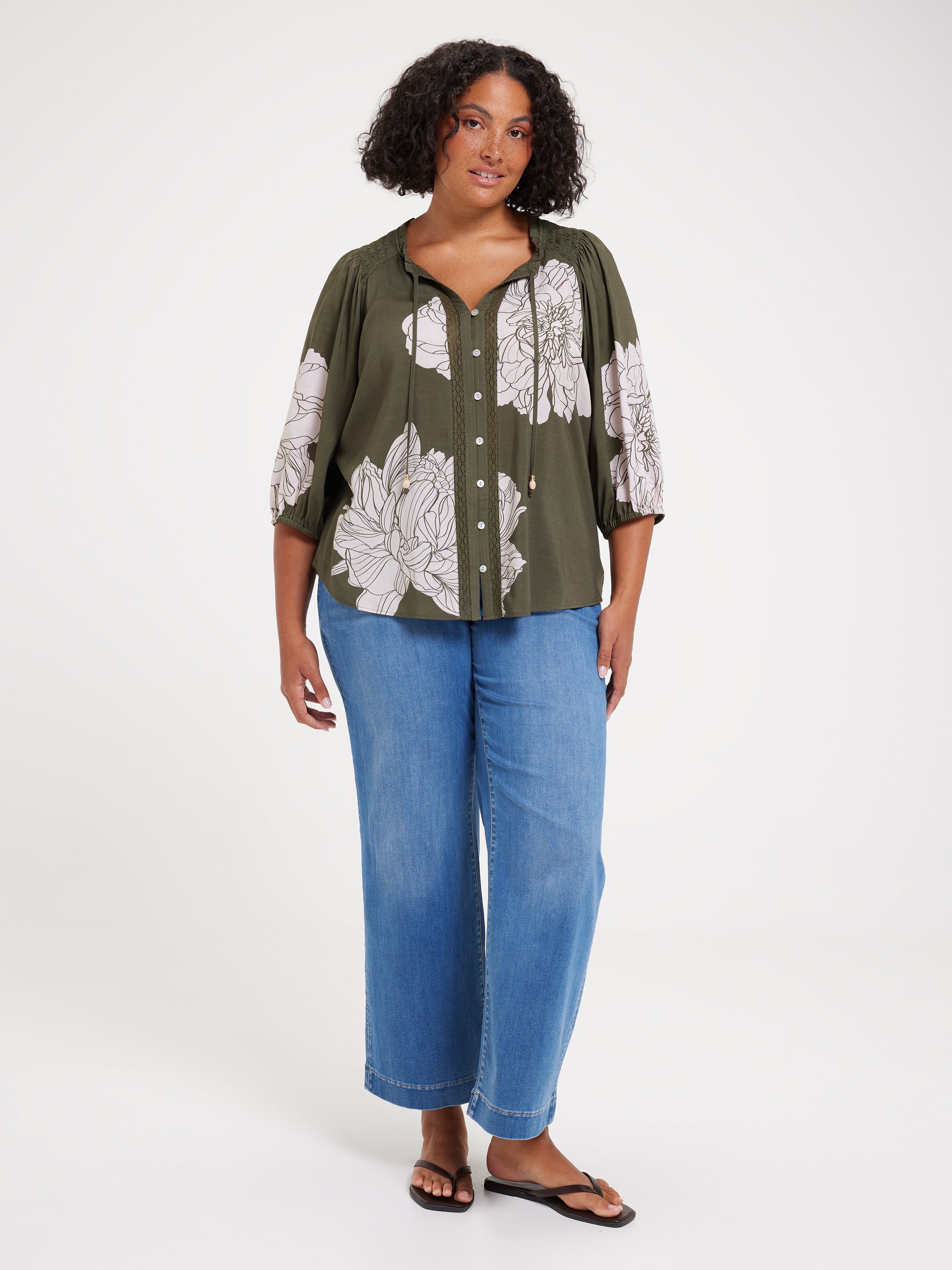 Curve Luna Smock Shoulder Blouse