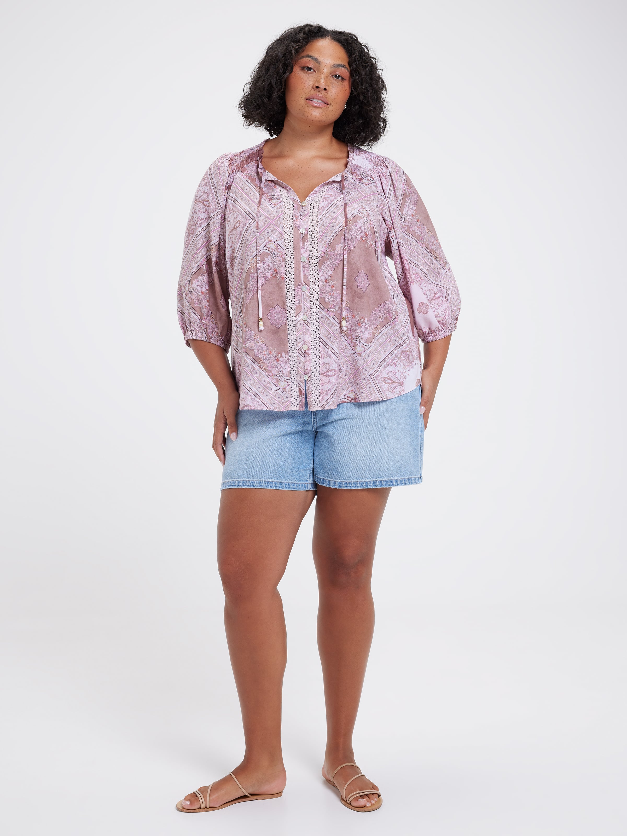 Curve Luna Smock Shoulder Blouse