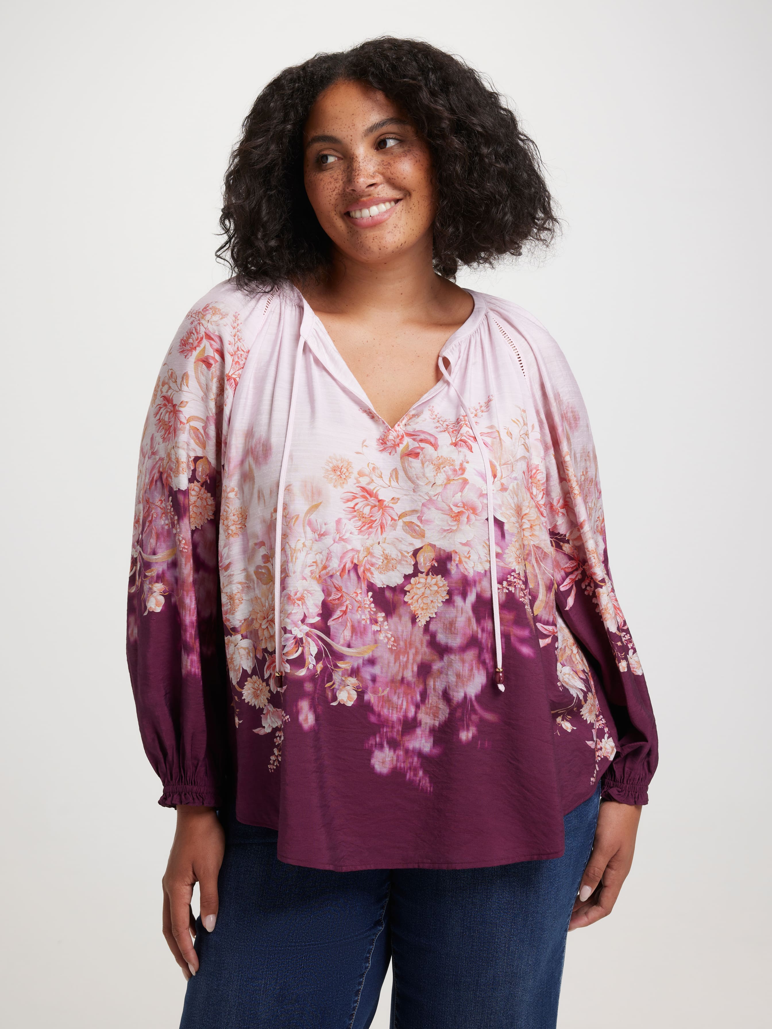 Curve Rosamund Ombre Floral Blouse