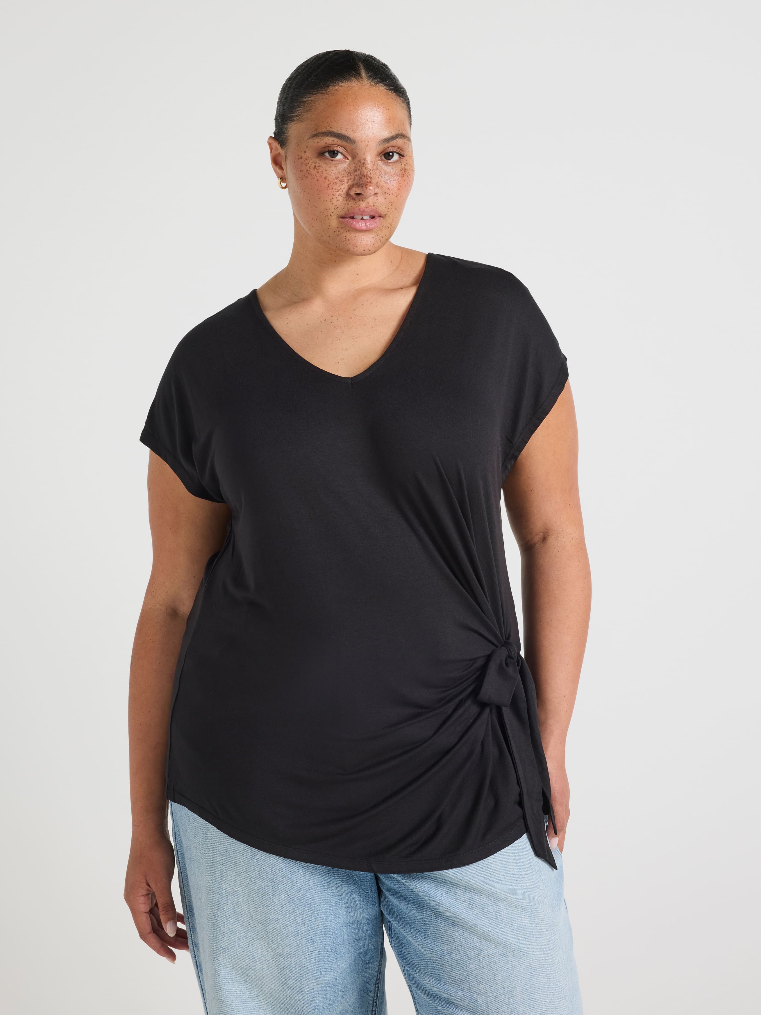 Curve Luxe Tie Front Tee