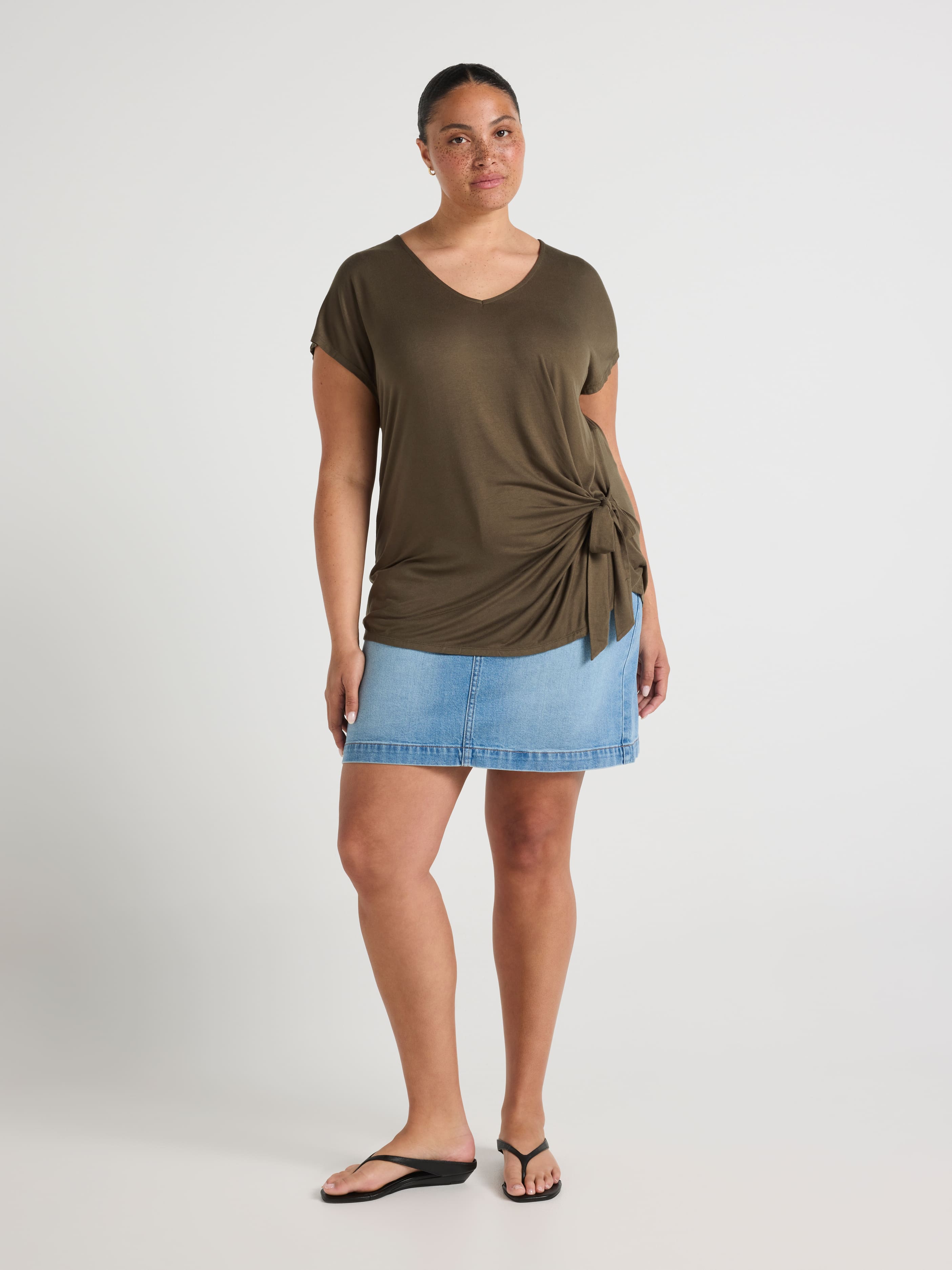 Curve Luxe Tie Front Tee