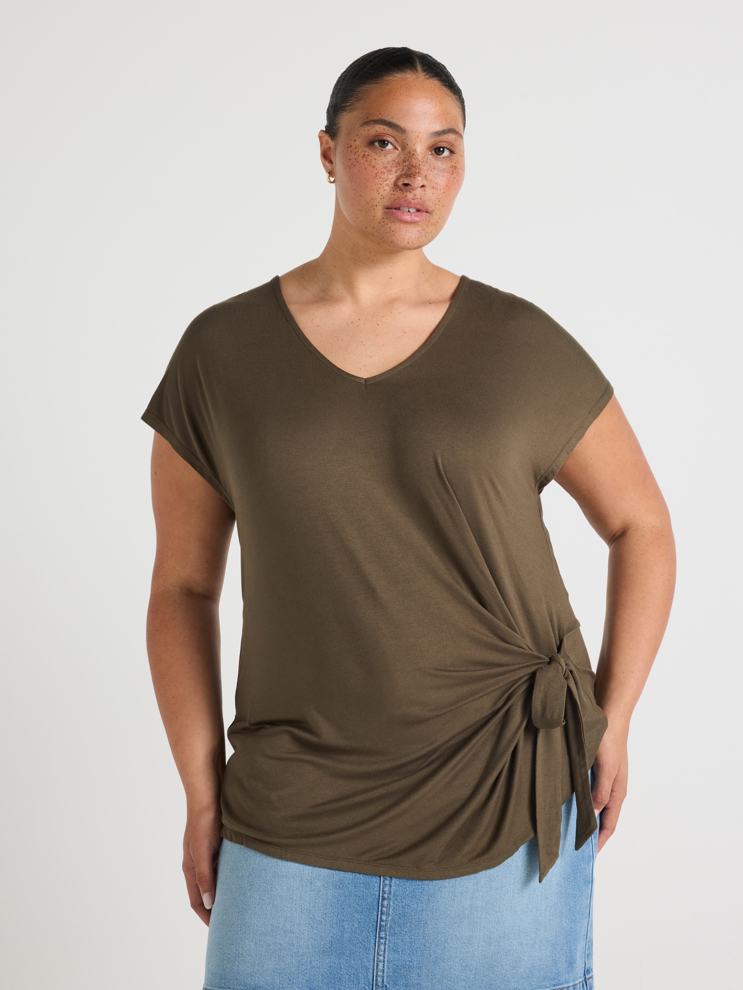 Curve Luxe Tie Front Tee