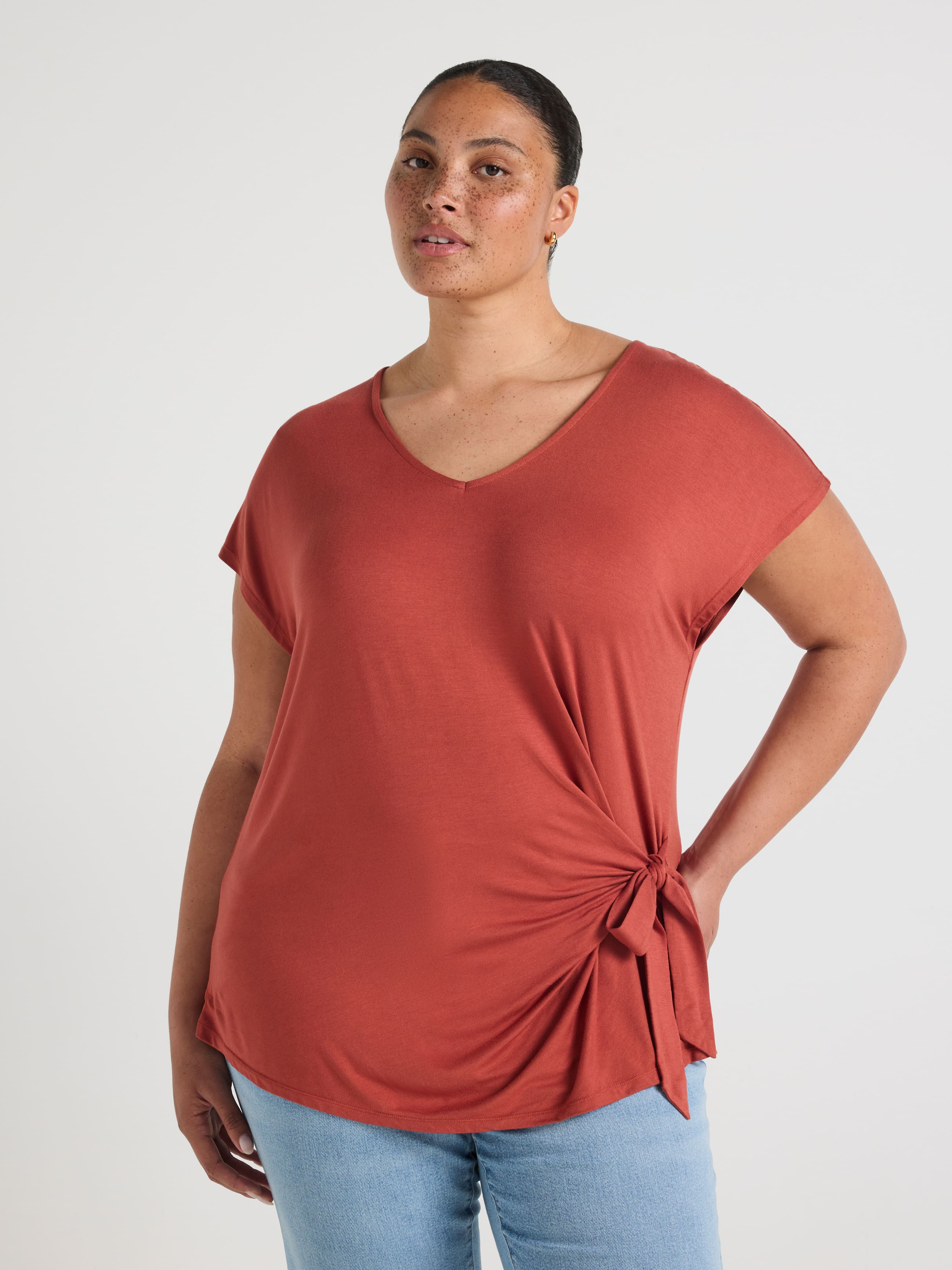 Curve Luxe Tie Front Tee