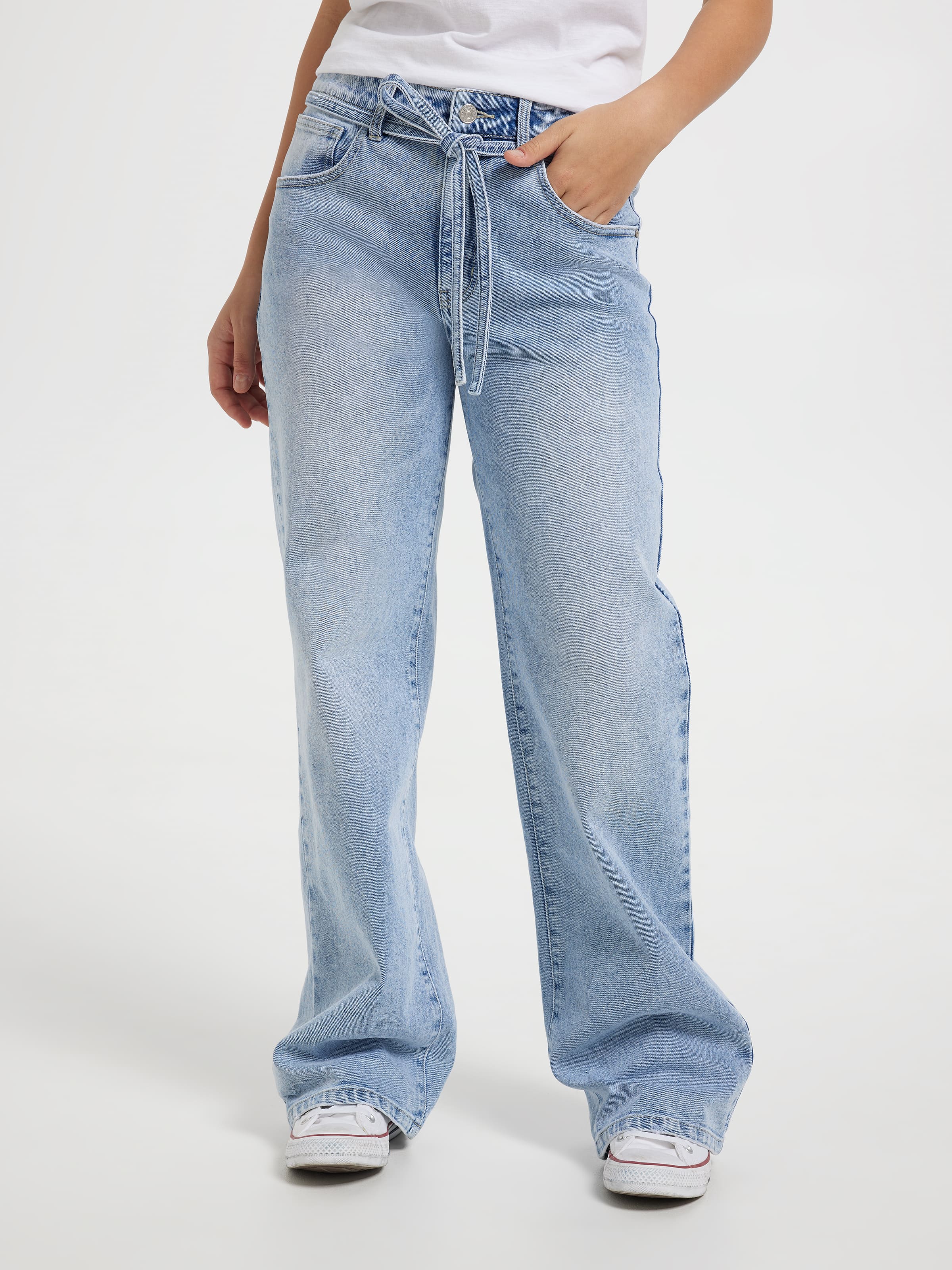 Girls Riley Tie Waist Wide Leg