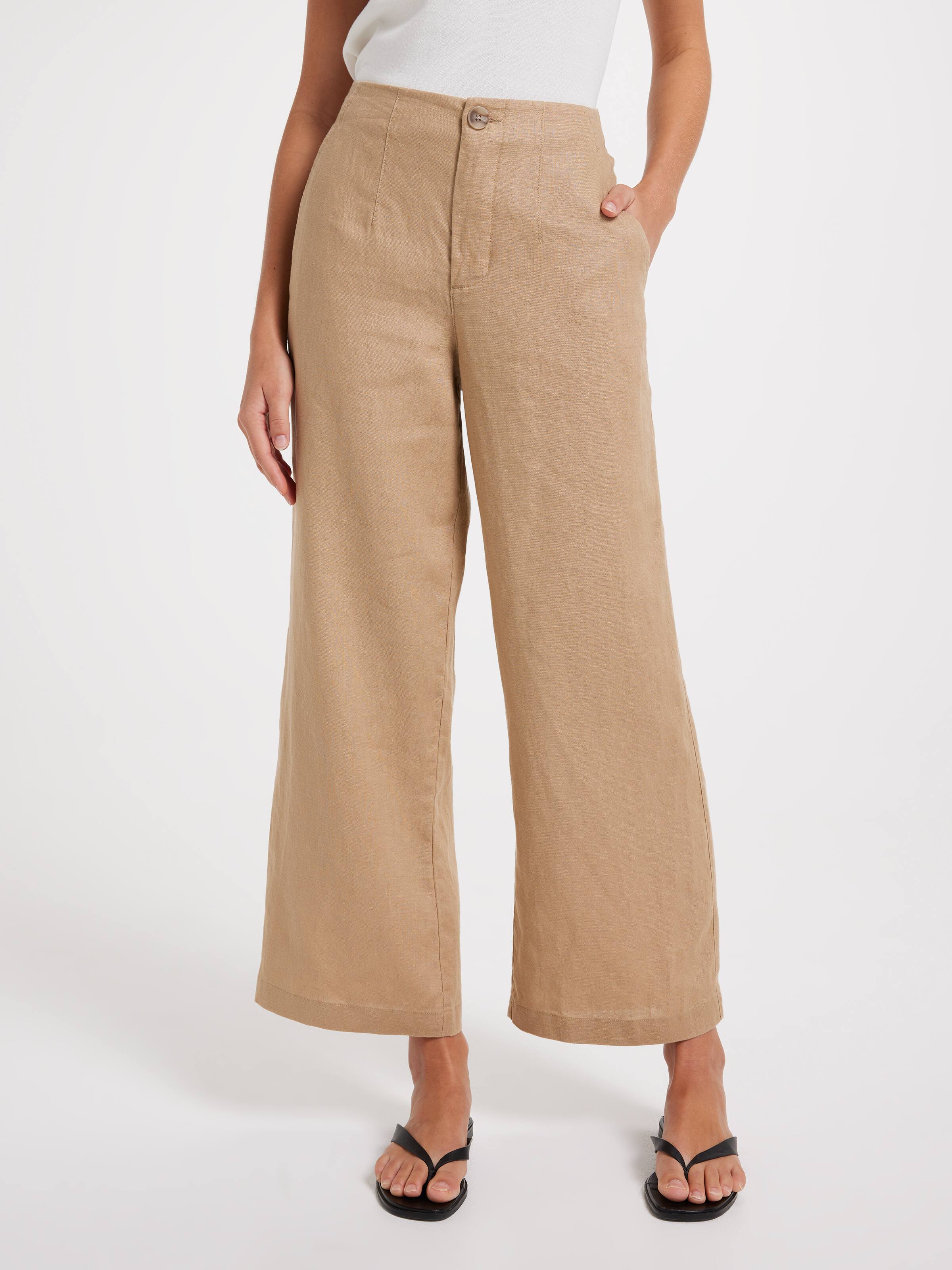 Belmont Linen High Rise Wide Ankle Pant