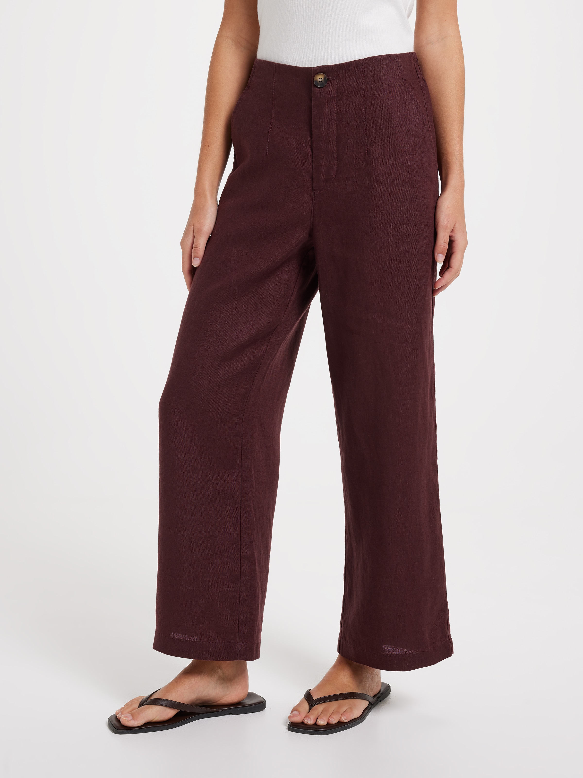 Belmont Linen High Rise Wide Ankle Pant