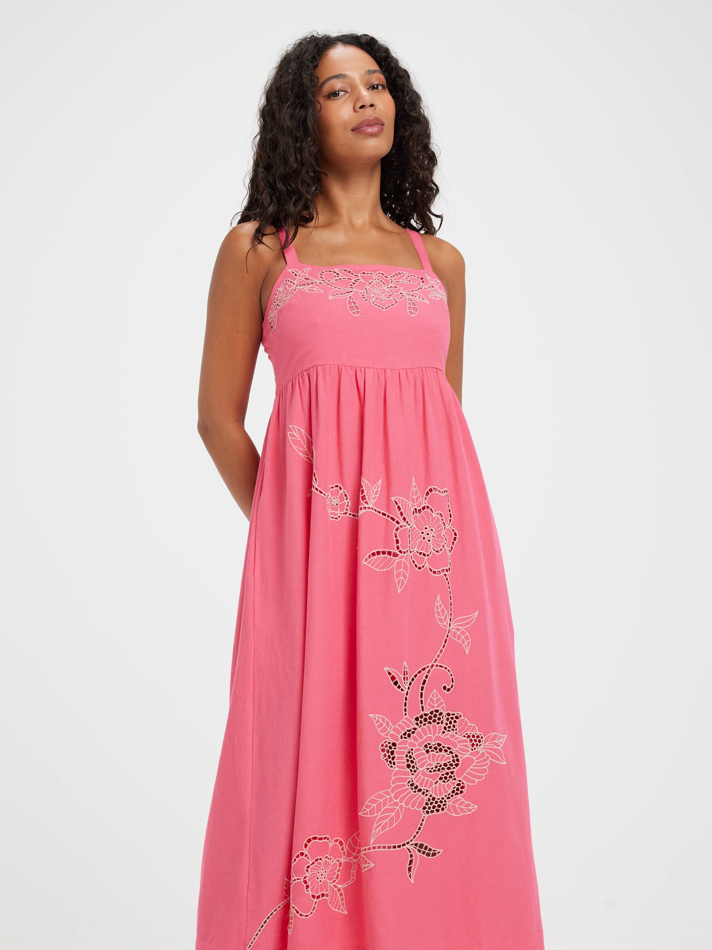 Rosalie Embroidery Midi Dress