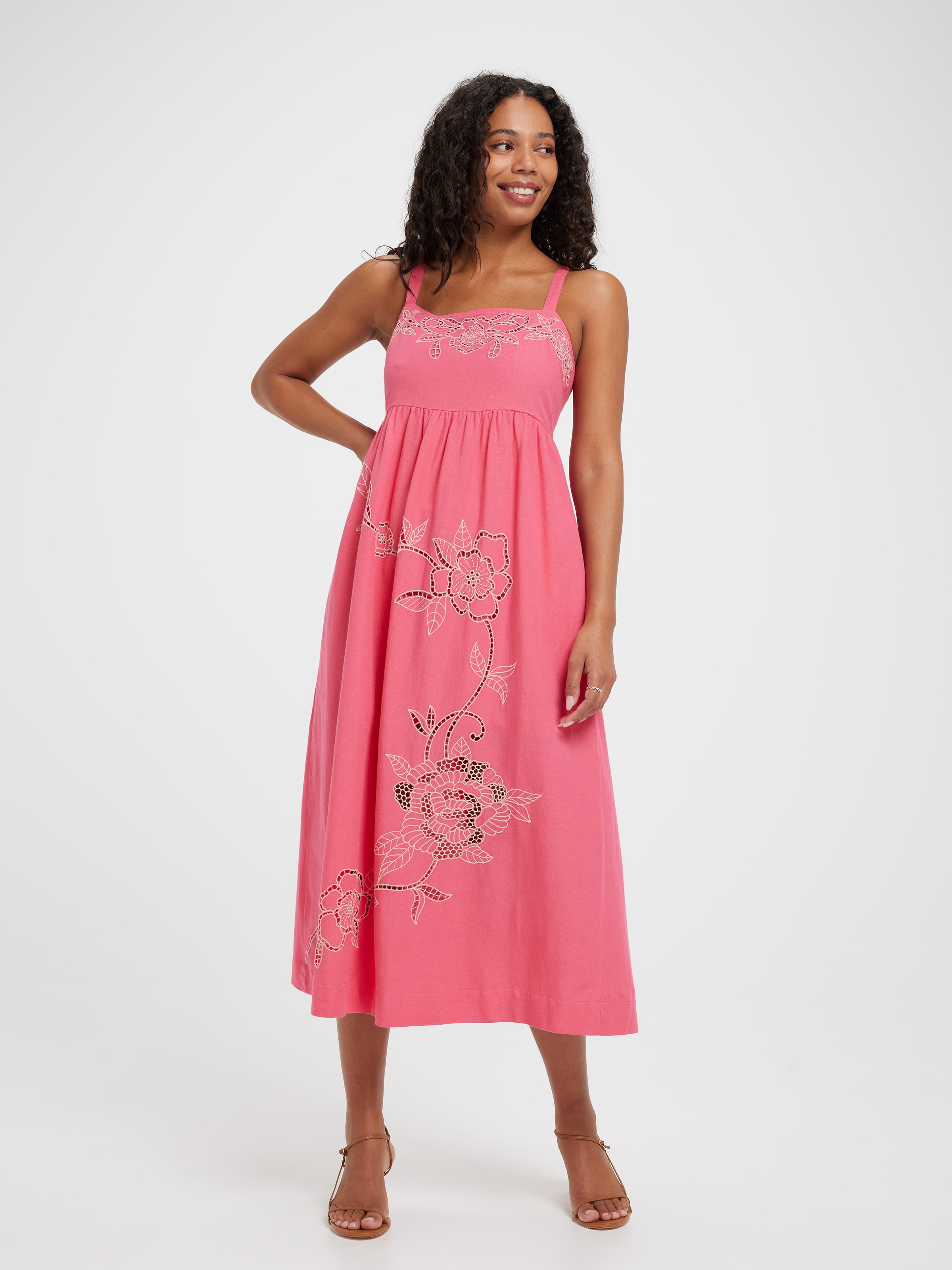 Rosalie Embroidery Midi Dress