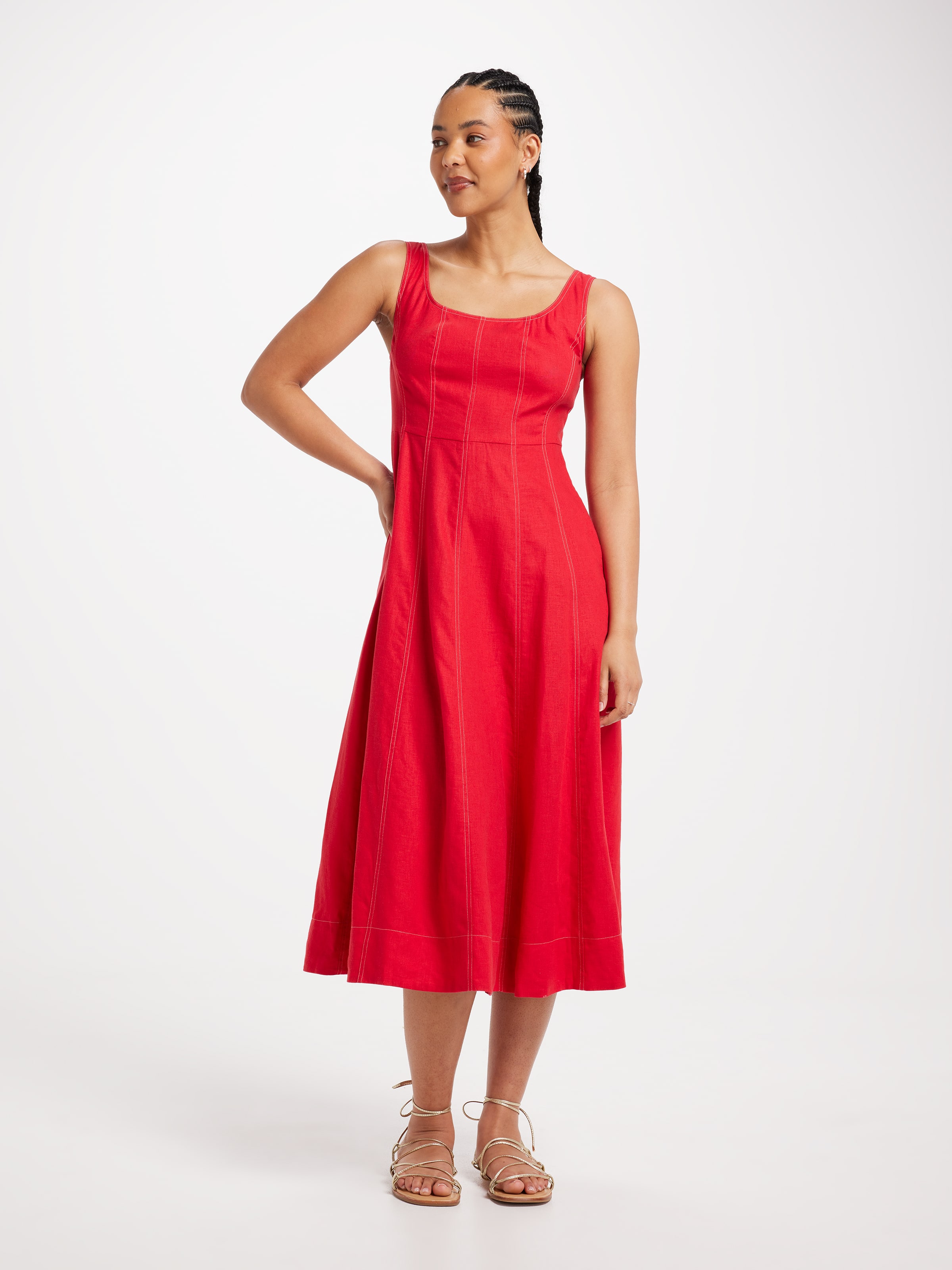 Ella Linen Blend Midi Dress