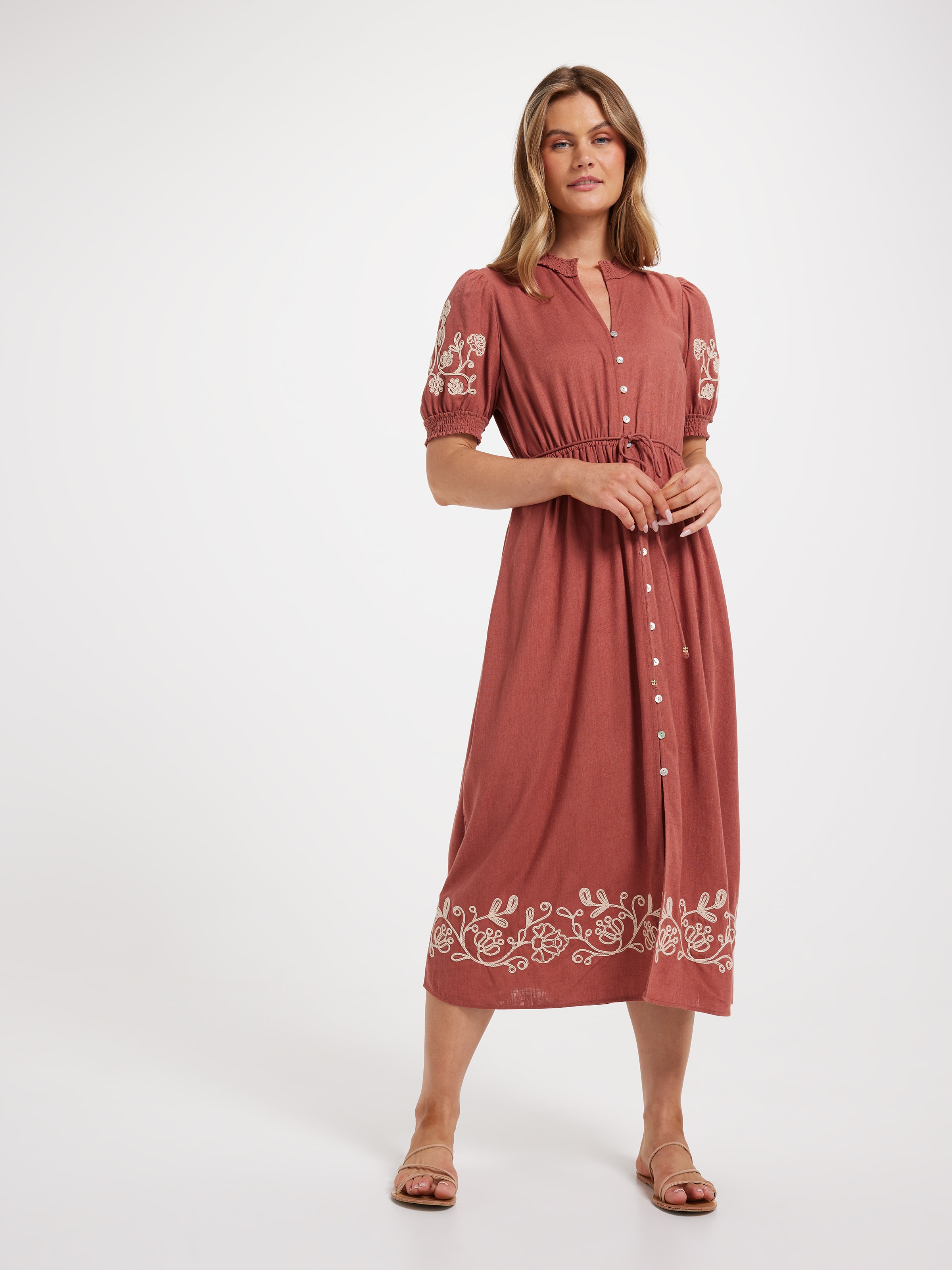 Lily Embriodered Midi Dress