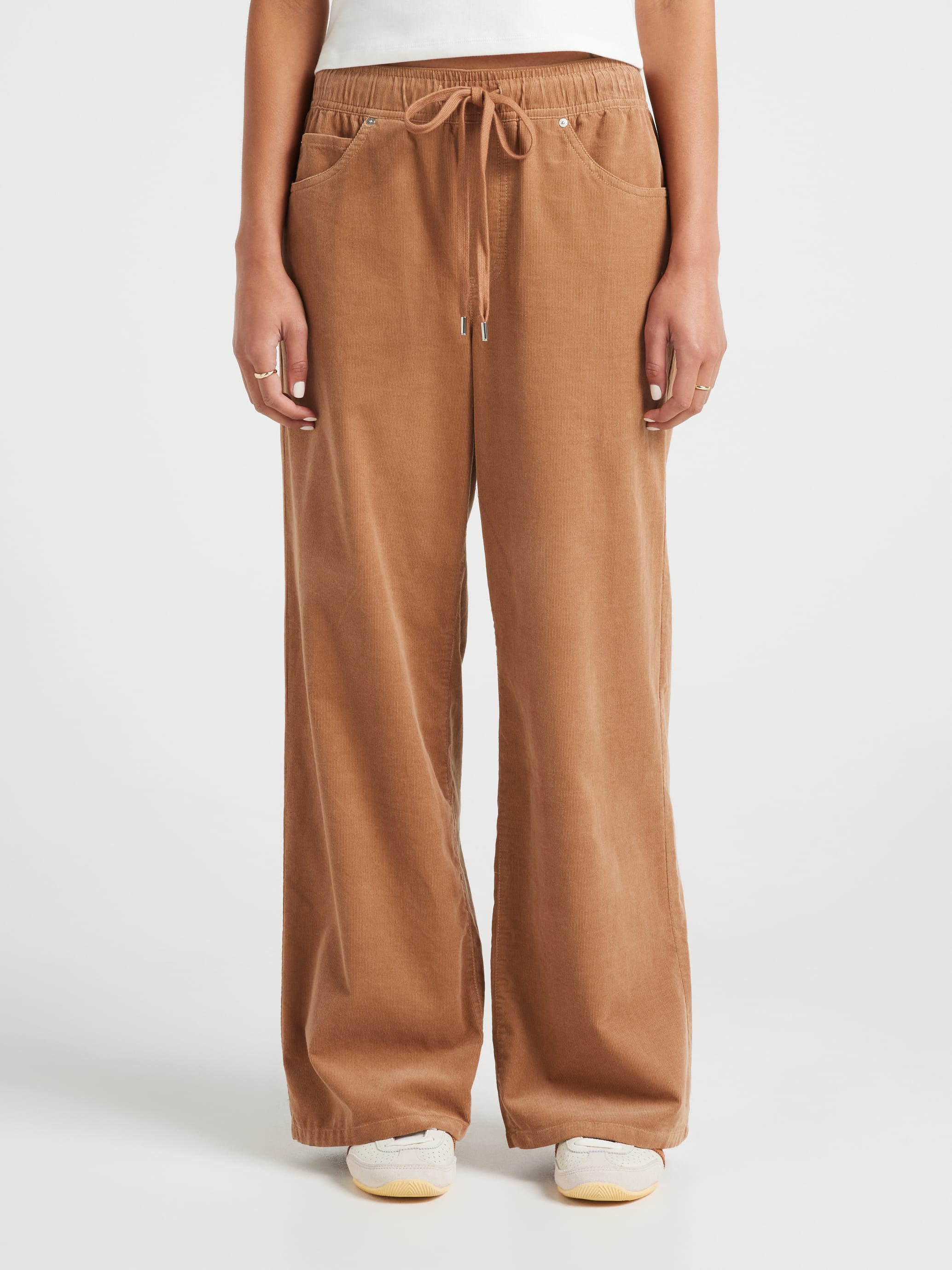 Cord Mid Rise Wide Leg Jogger