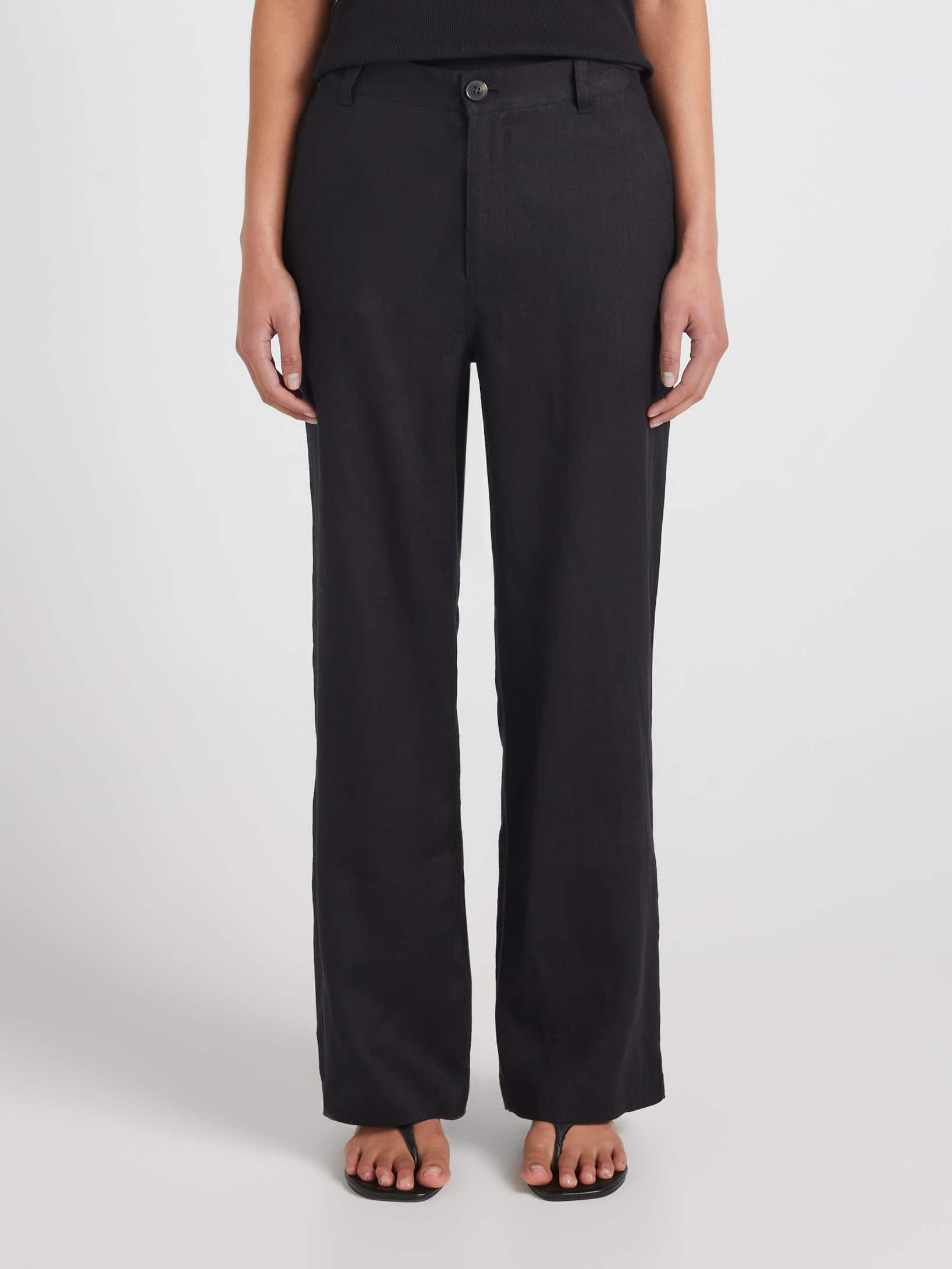 Cleo Linen Mid Rise Straight Pant
