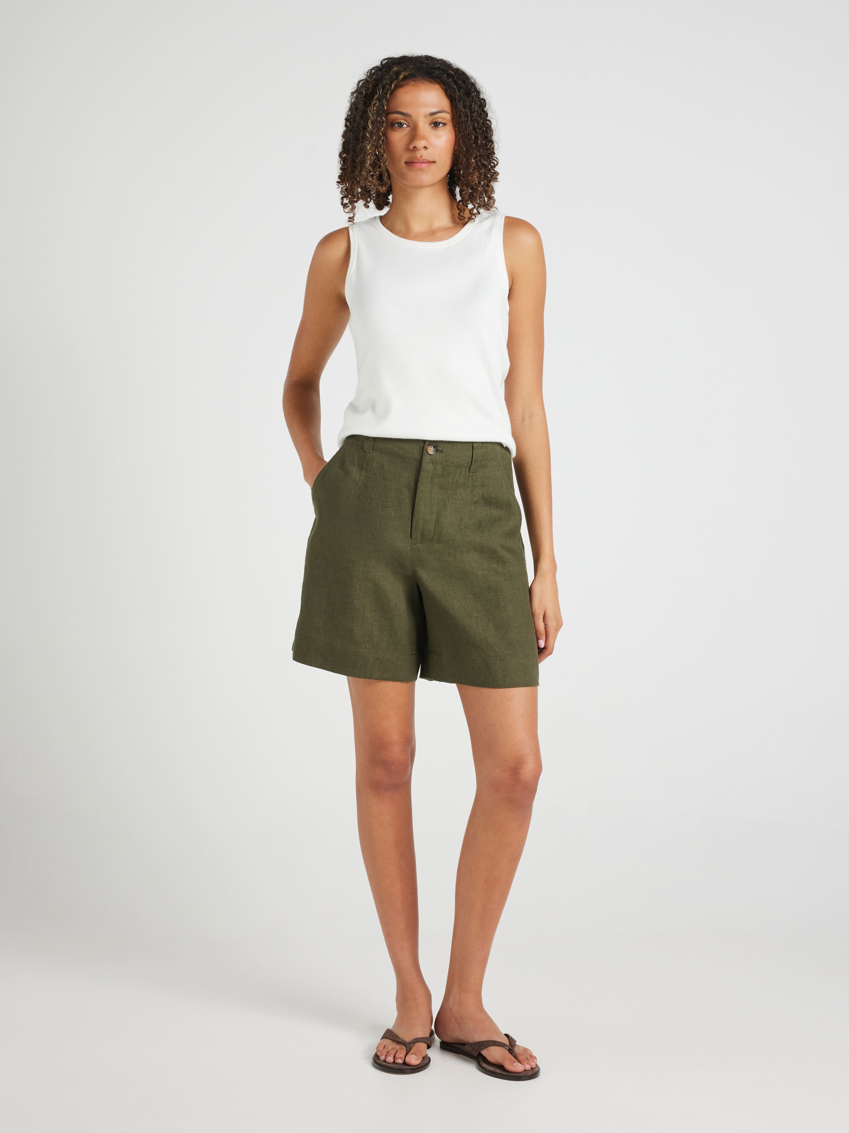 Belmont High Rise Linen Shorts