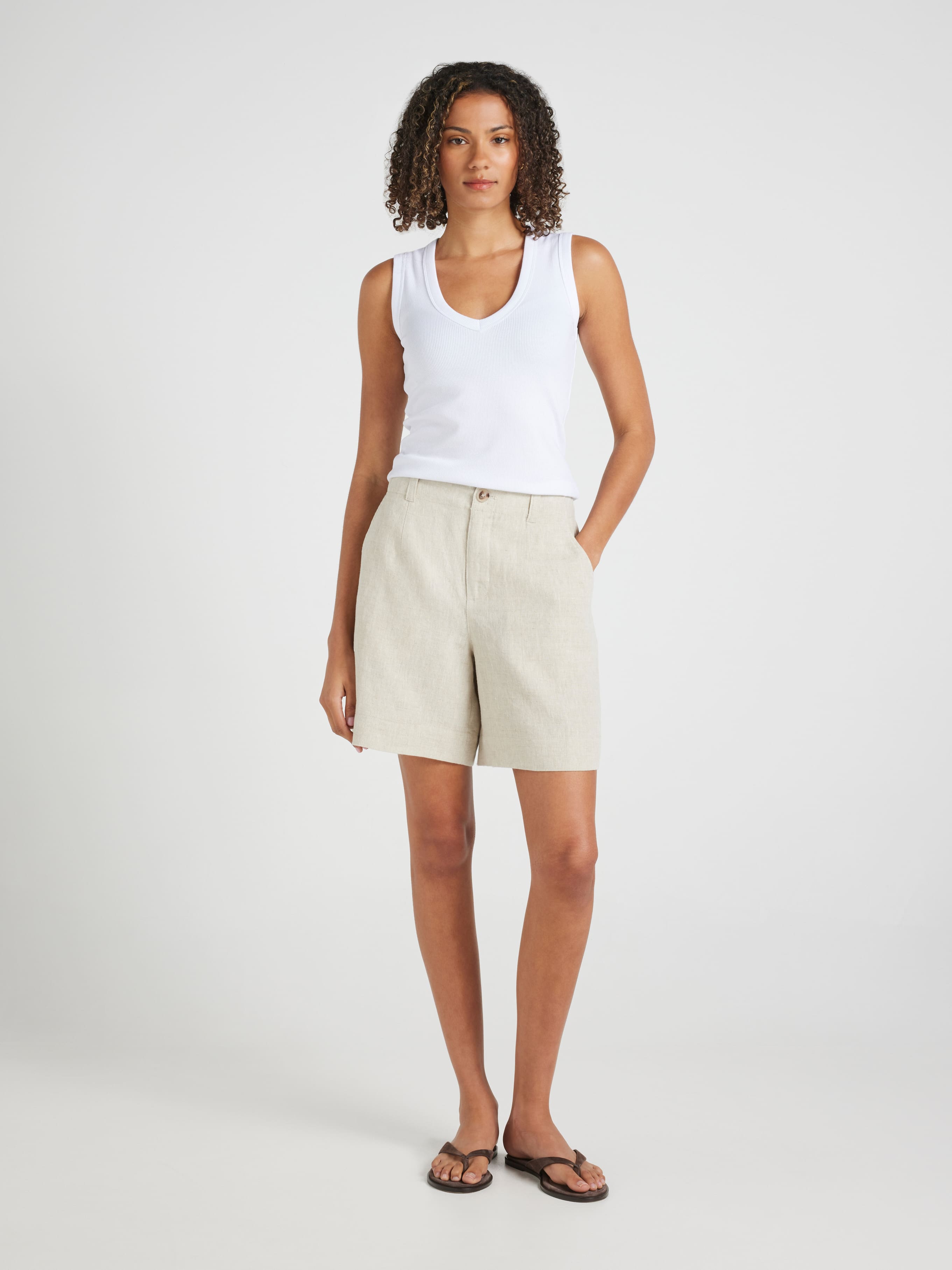 Belmont High Rise Linen Shorts