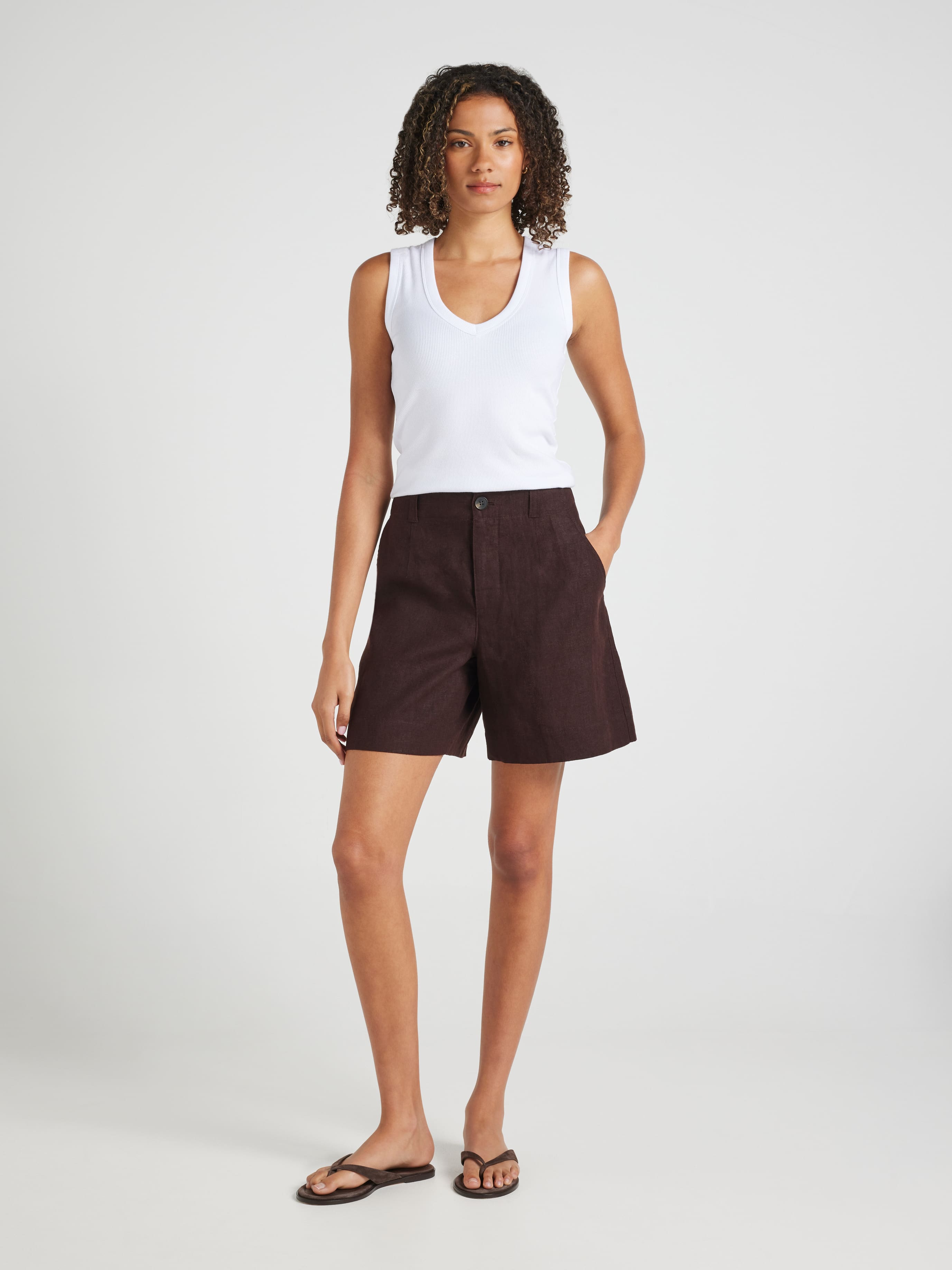 Belmont High Rise Linen Shorts