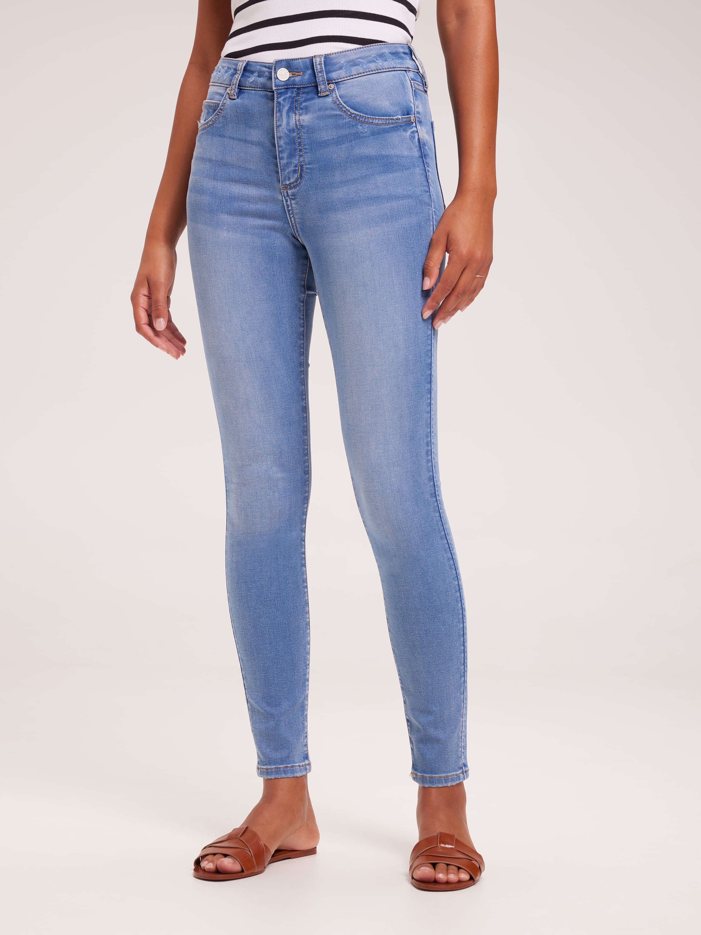 Skinny Ankle Grazer Jeans - Dark Denim Blue or Denim Blue - Just $8
