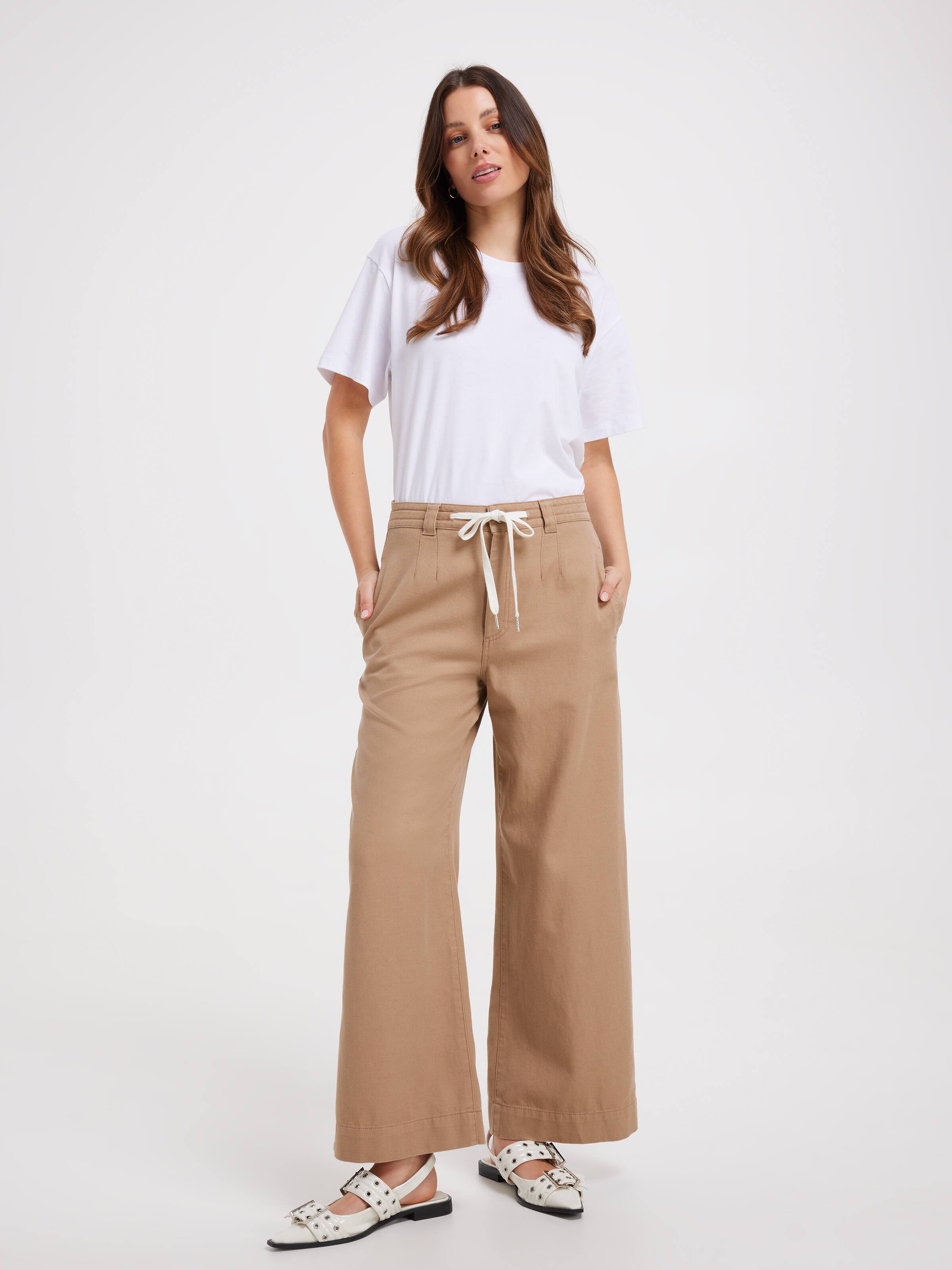 Tie Waist Wide Ankle
