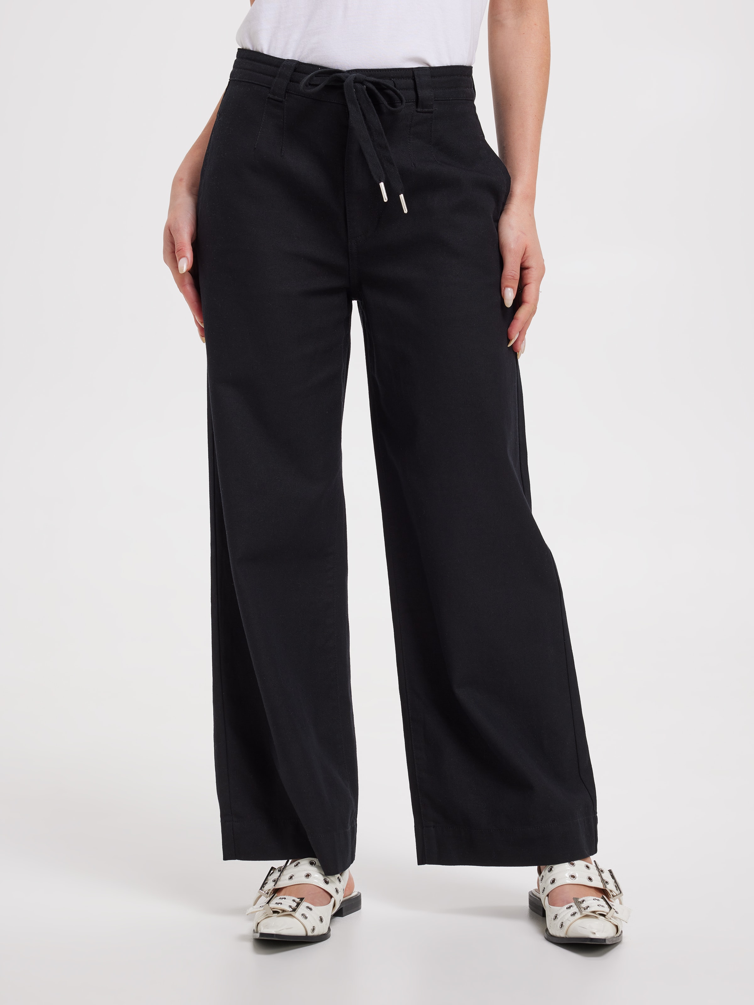 Tie Waist Wide Ankle Jean