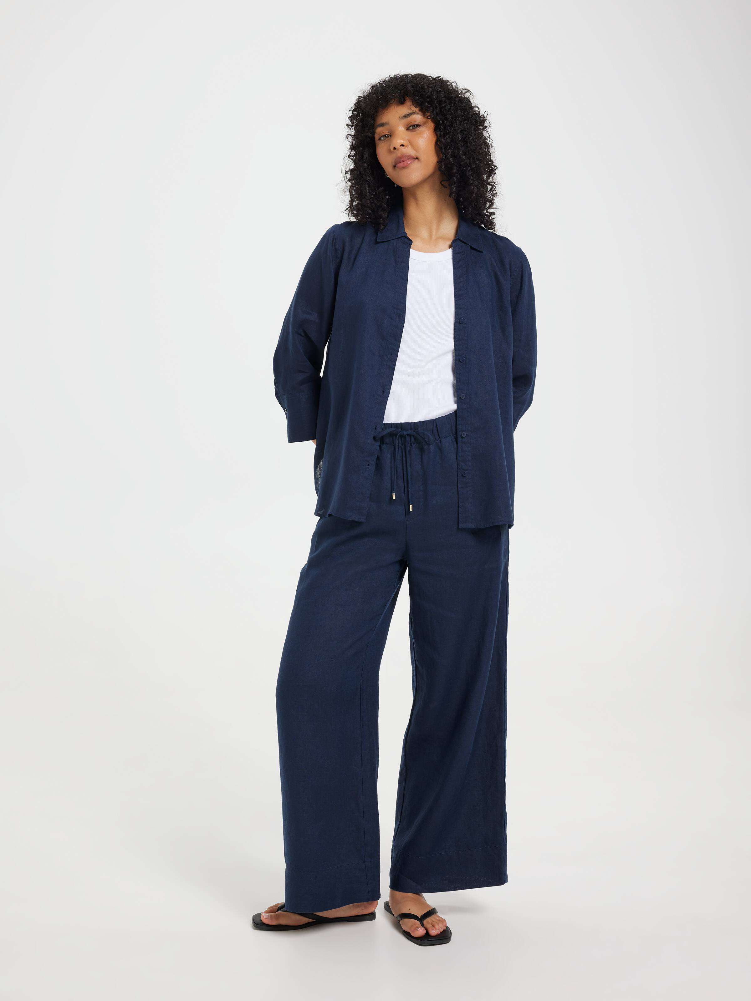Linen Hr Wide Leg Ankle