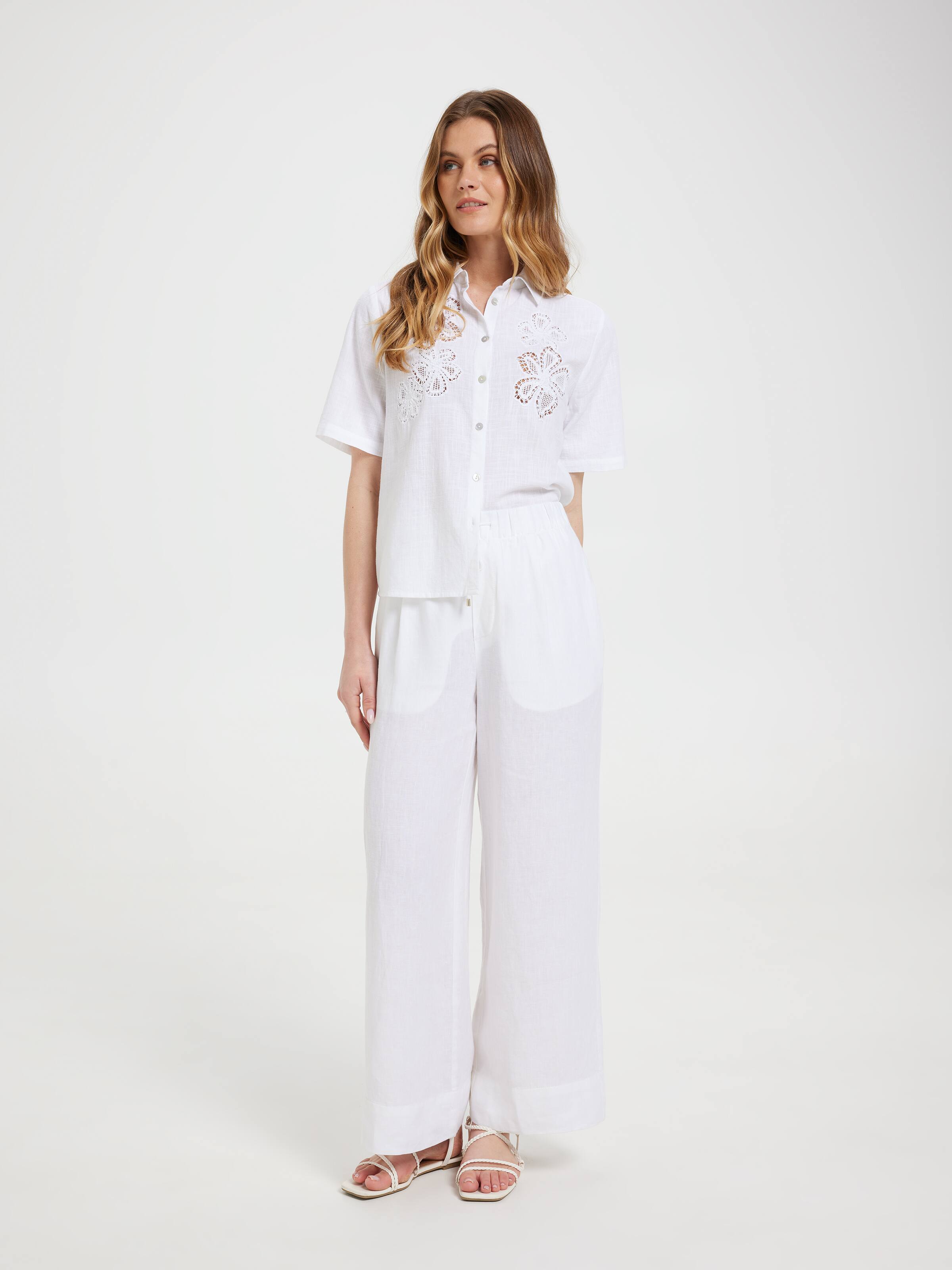 Linen High Rise Wide Leg Ankle