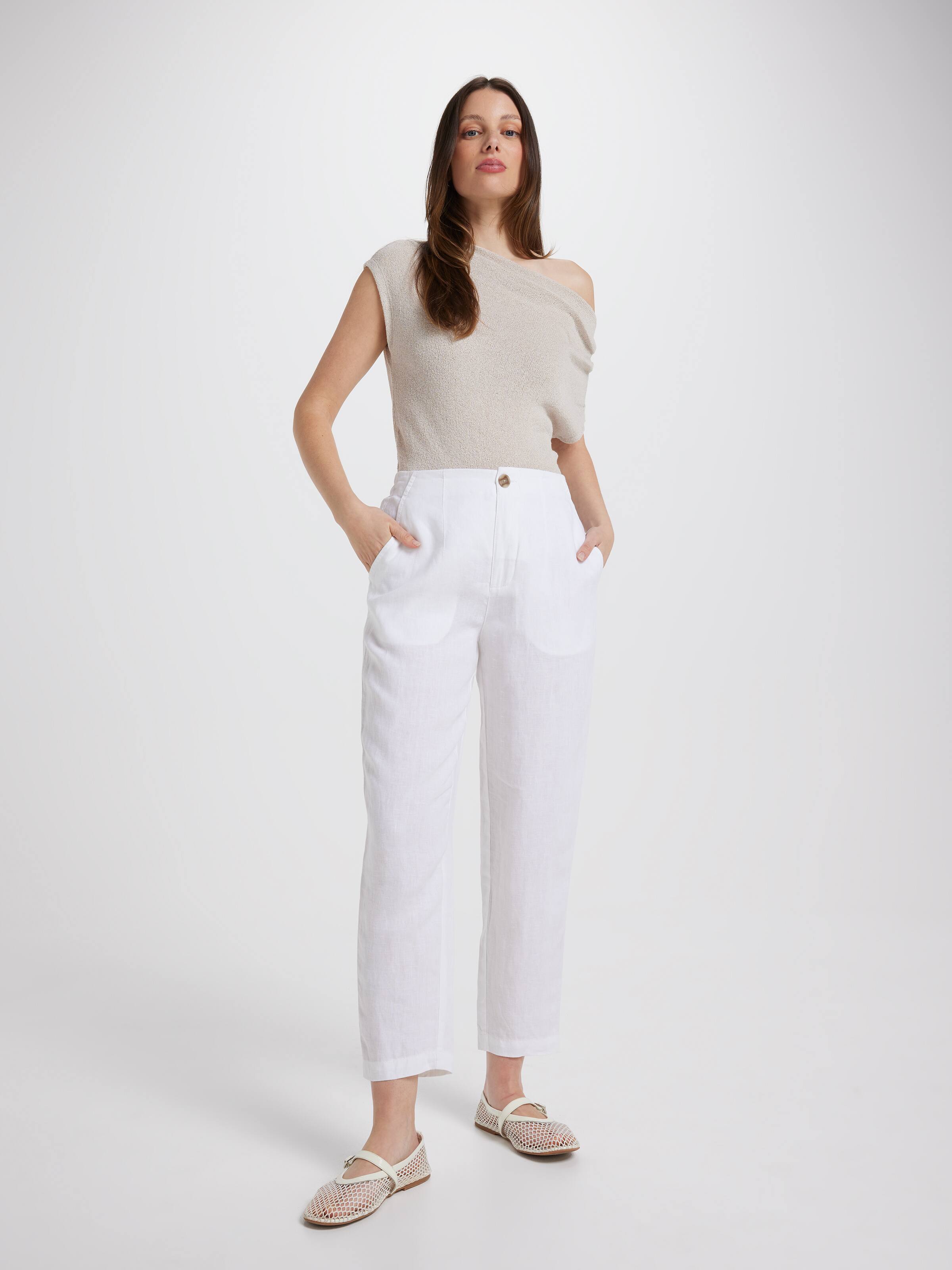 Hepburn High Rise Linen Tapered Pant