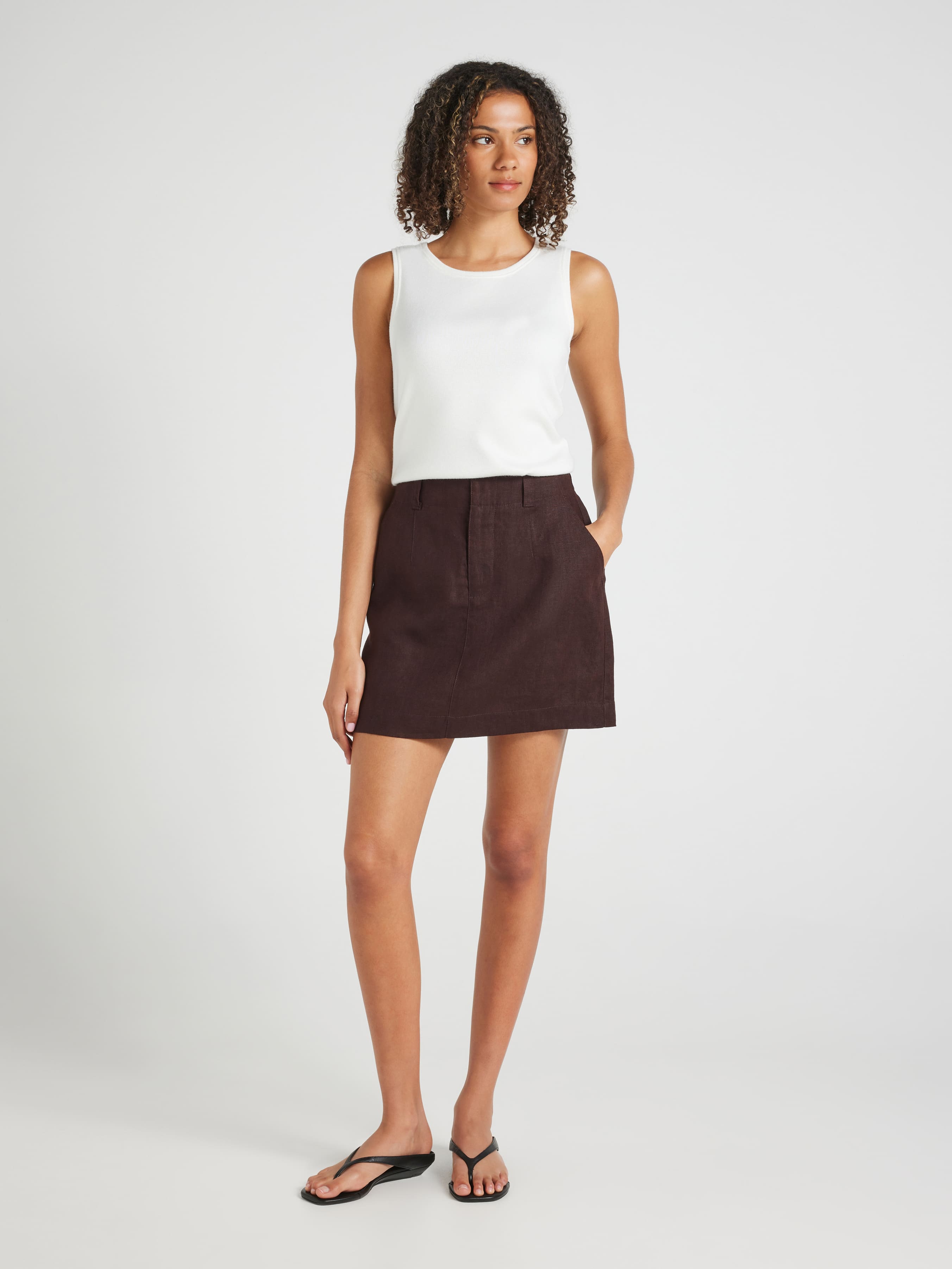 Belmont Linen Semi Tailored Mini Skirt