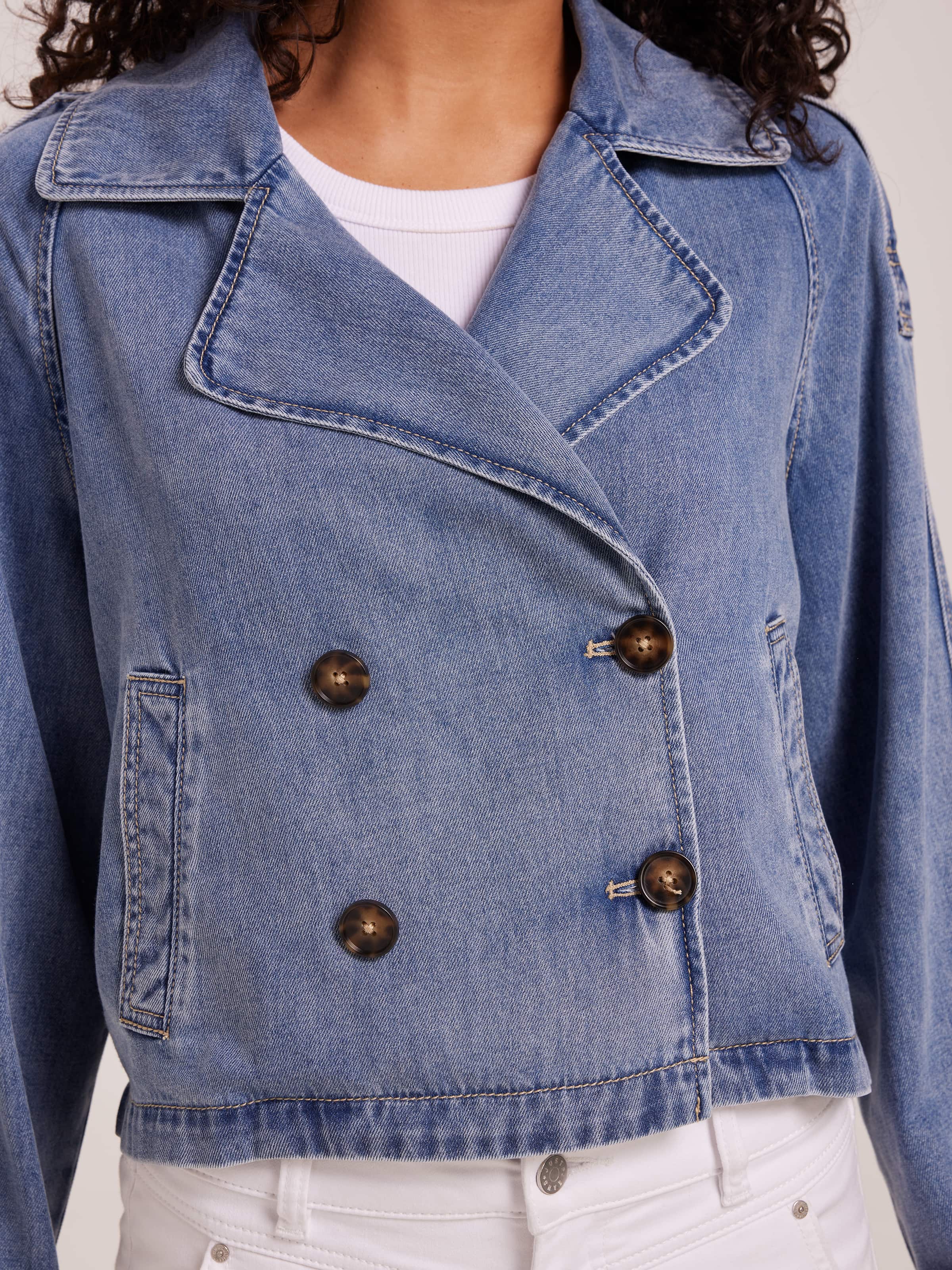 Crop Denim Trench