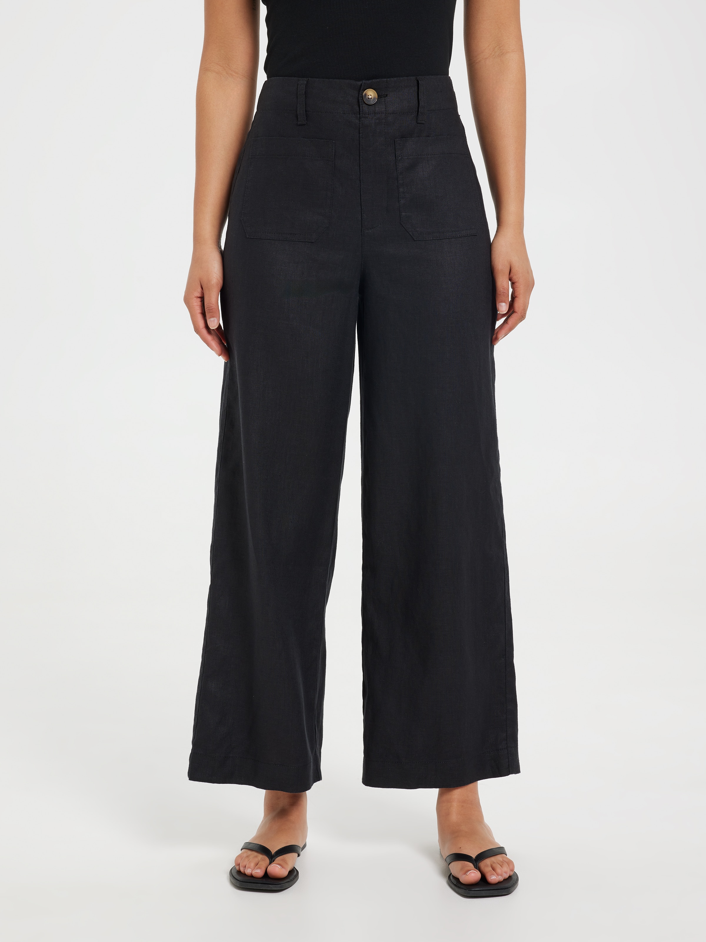 Linen Patch Pocket Wide Ankle