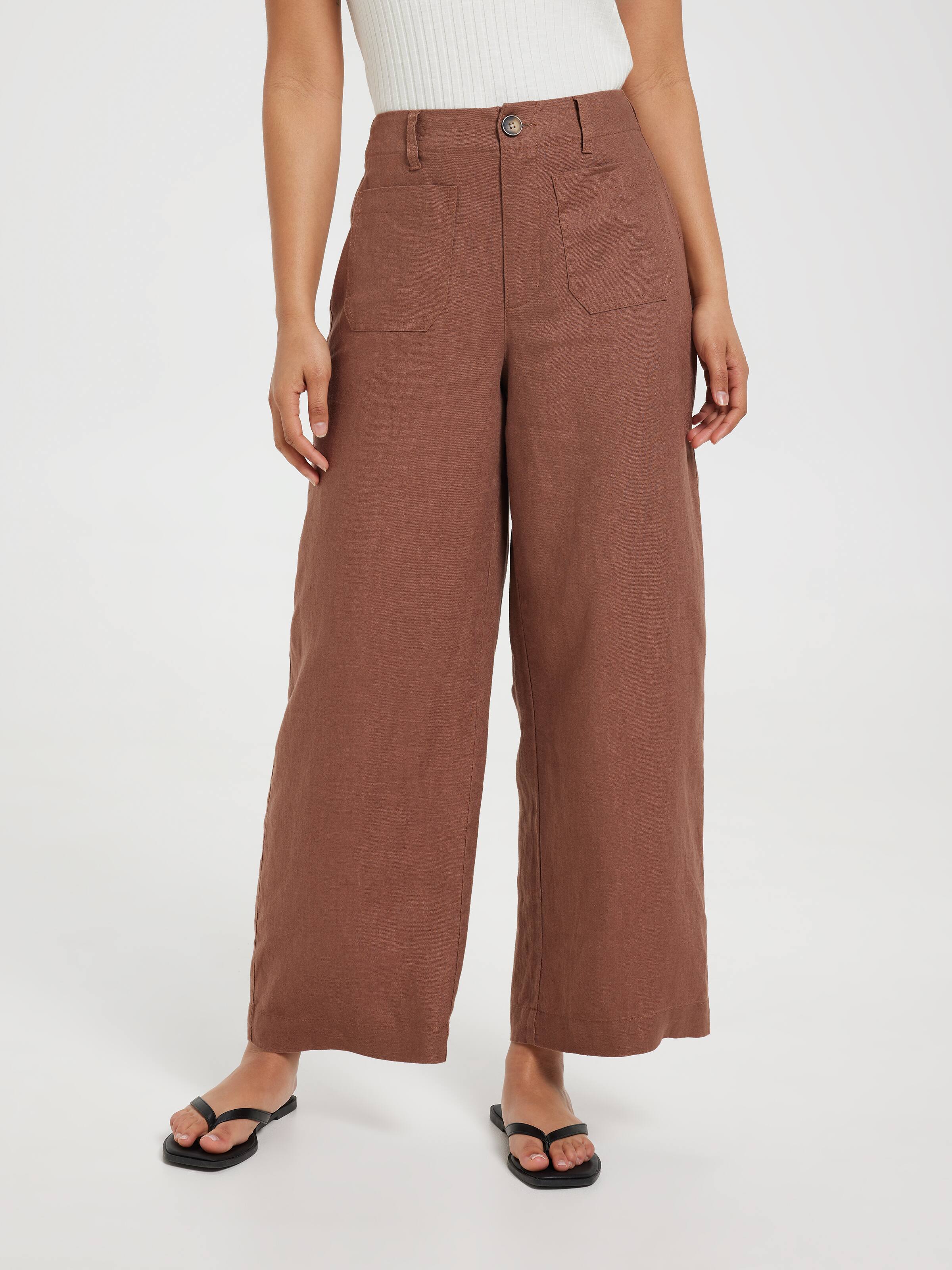 Linen Patch Pocket Wide Ankle