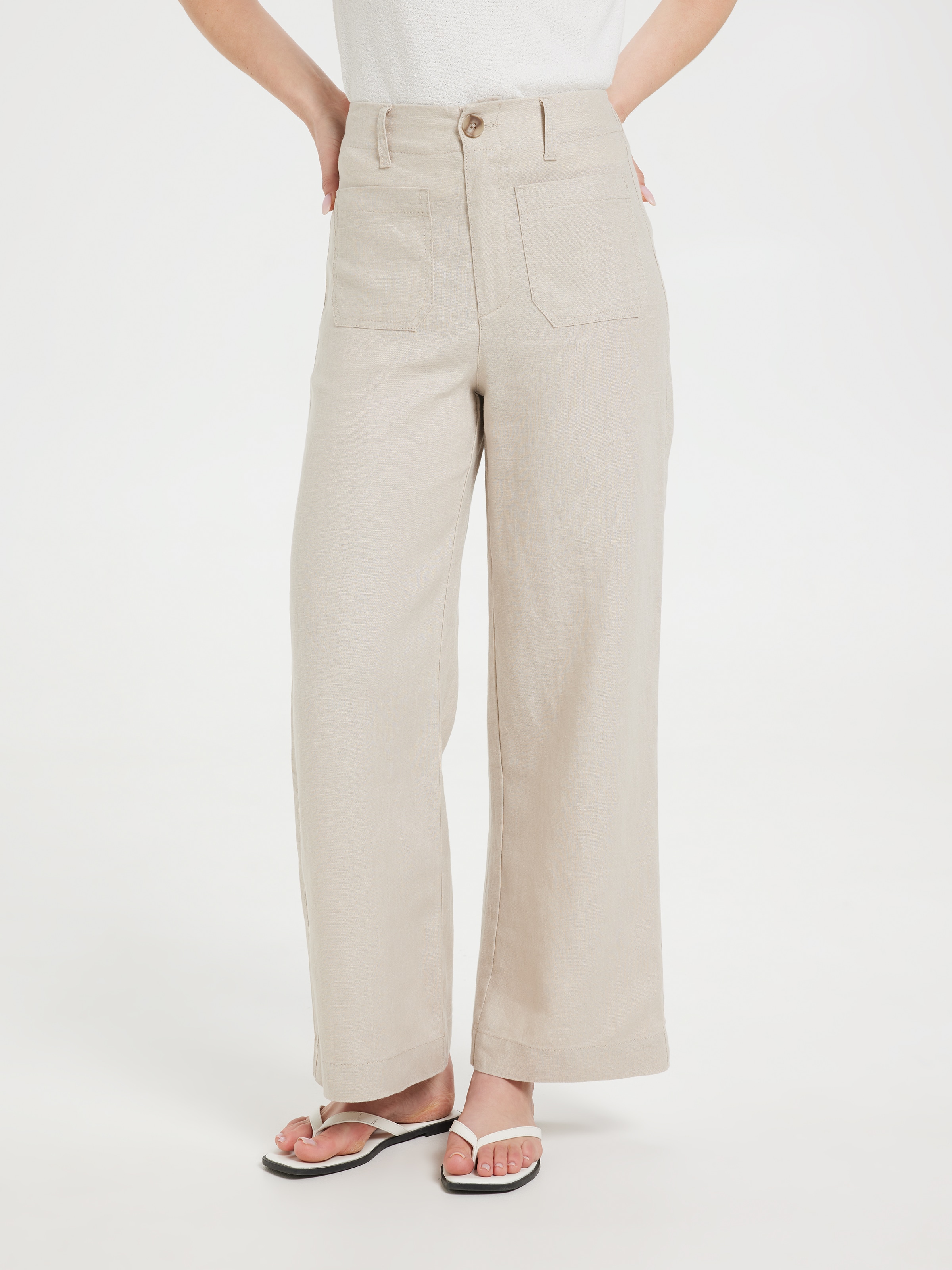 Linen Patch Pocket Wide Ankle