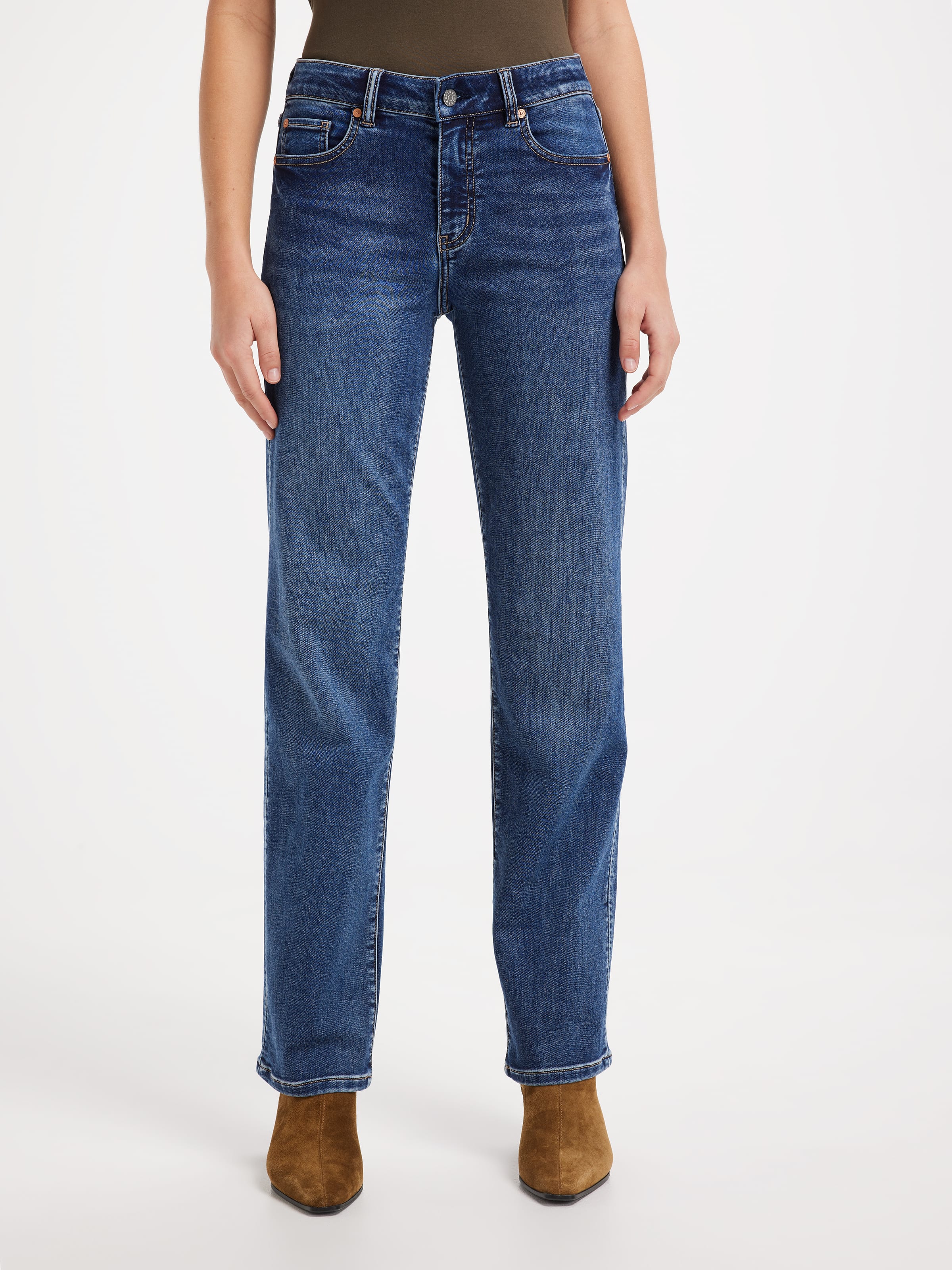 Amaze Mid Rise Straight Jean In Full Length