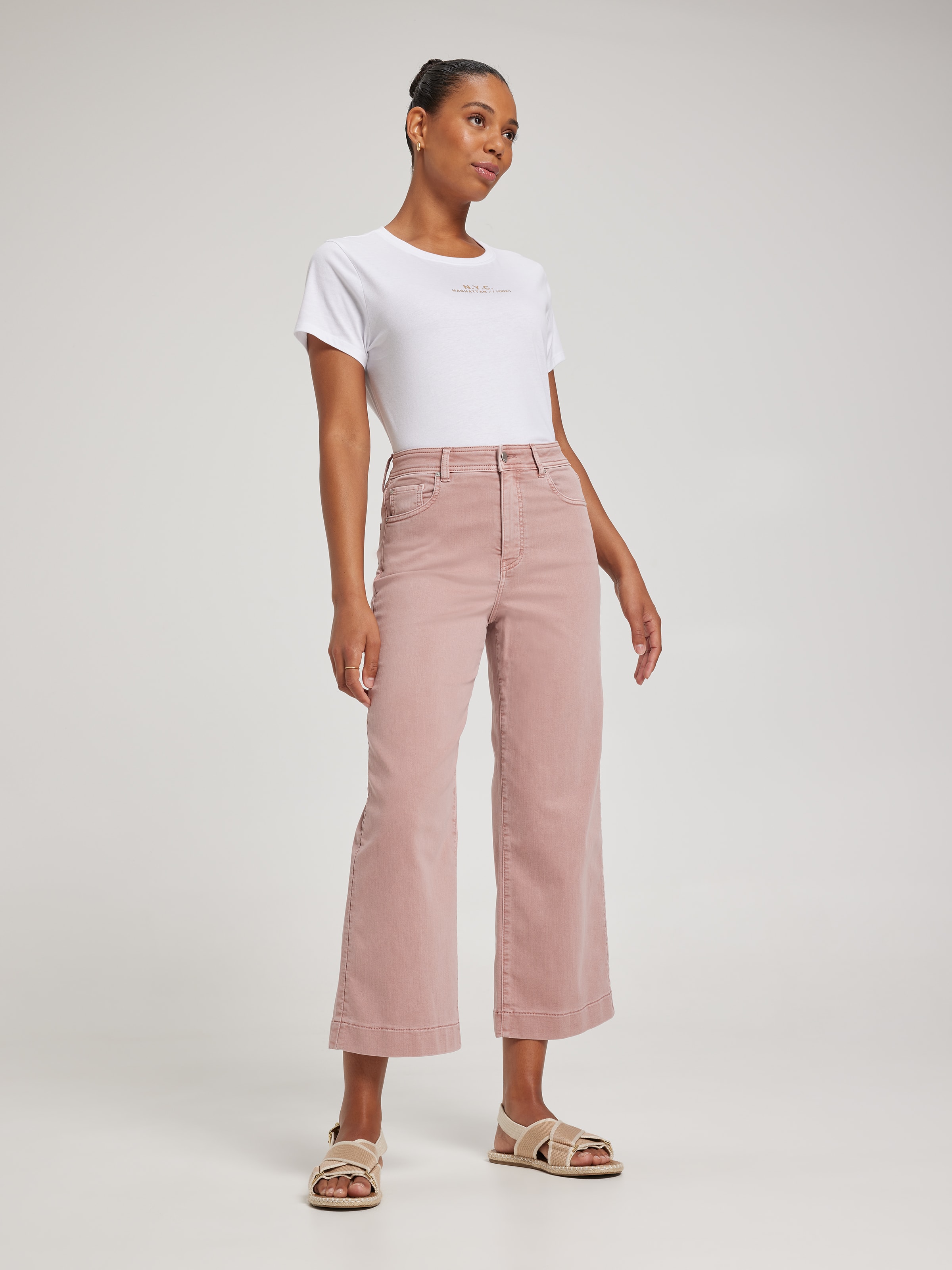 White wide leg sales crop jeans