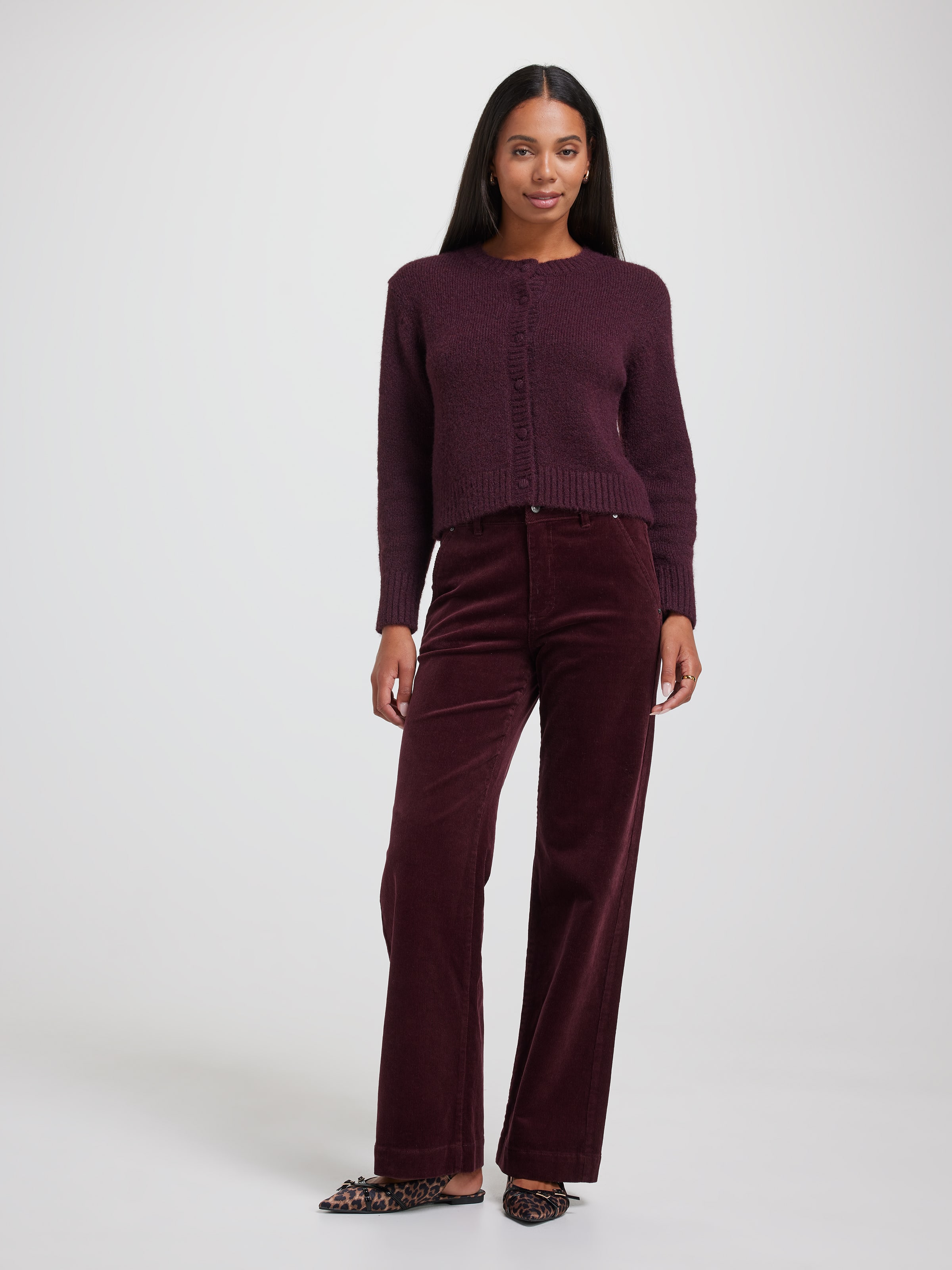 Cord High Rise Wide Leg Pocket Trouser