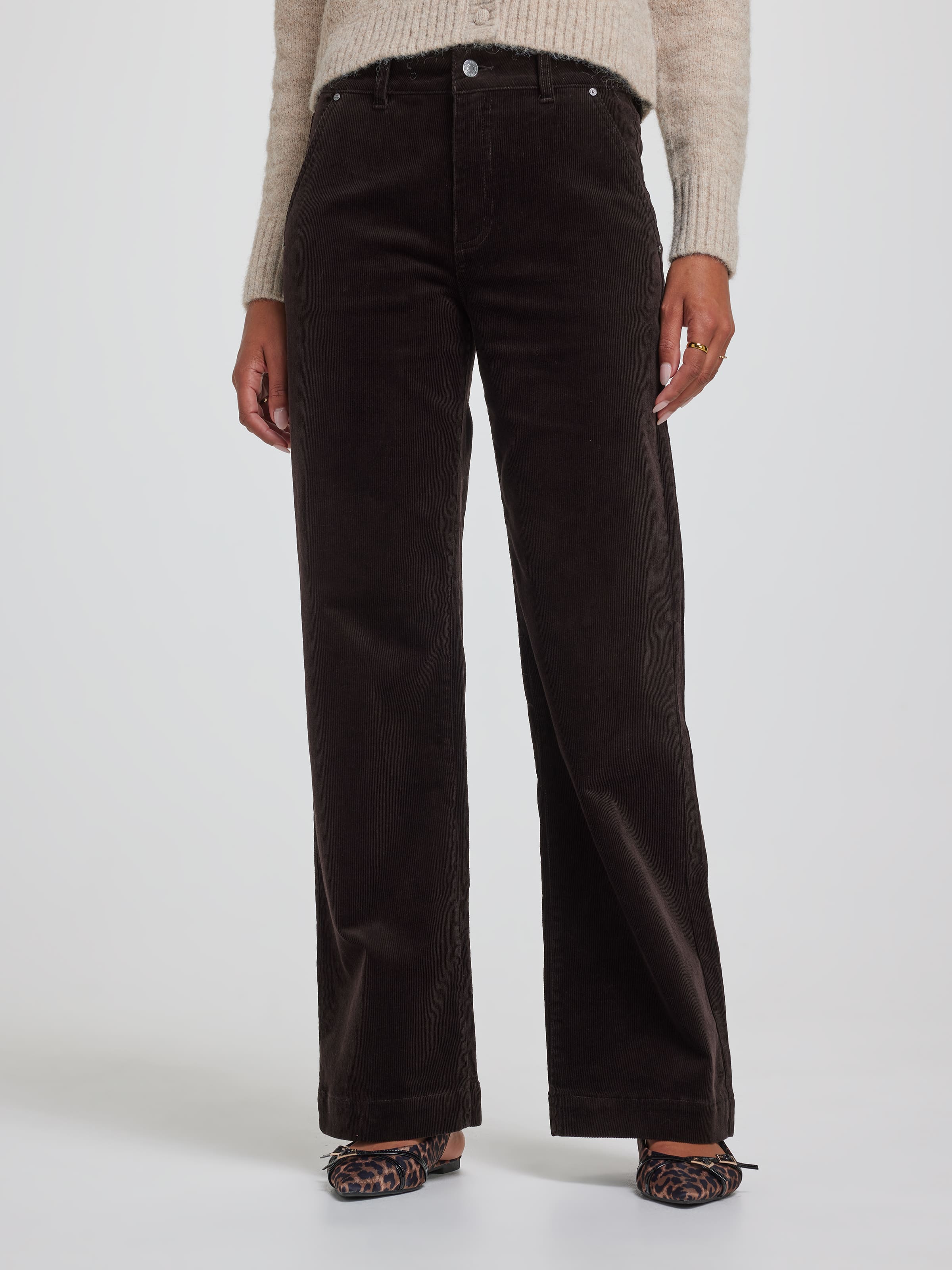 Cord High Rise Wide Leg Pocket Trouser