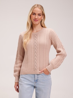 Scarlett Cable Detail Crew Neck Pullover