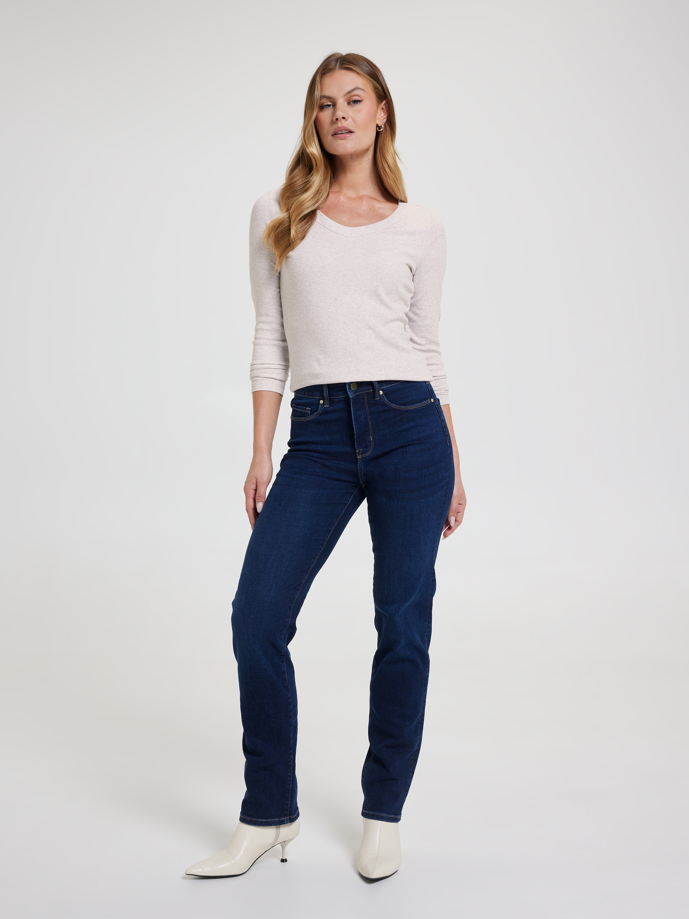 Rib Long Sleeve V-Neck Rib Top