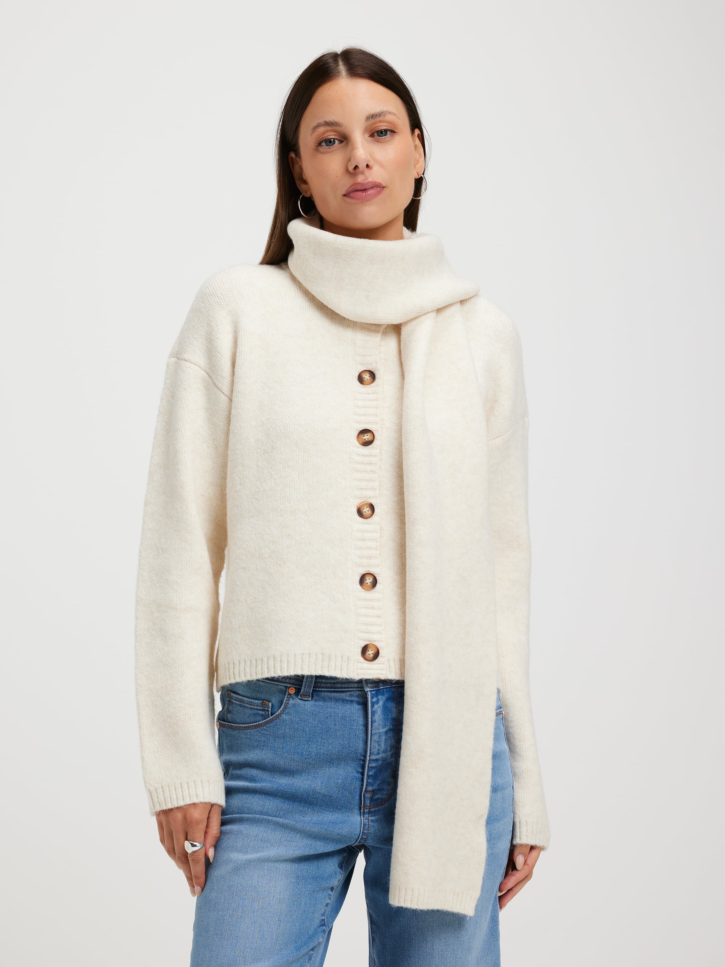 Edina Attached Scarf Cardi