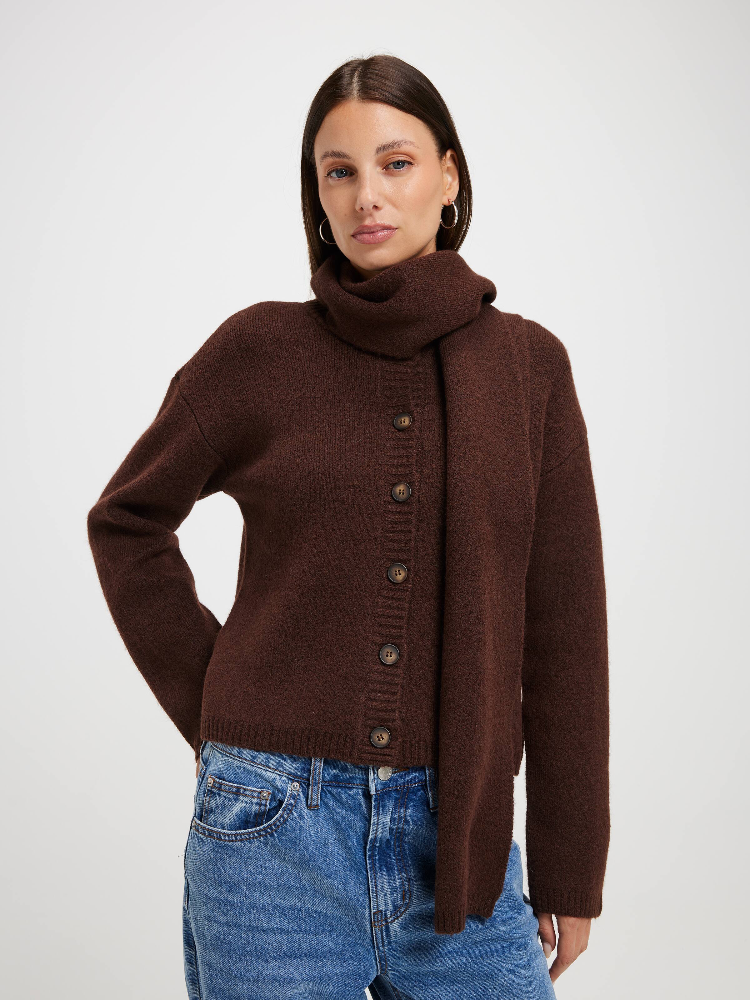 Edina Attached Scarf Cardi